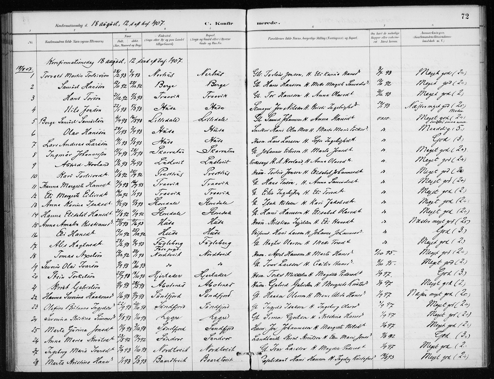 Kvinnherad sokneprestembete, SAB/A-76401/H/Haa: Parish register (official) no. E 1, 1887-1912, p. 72