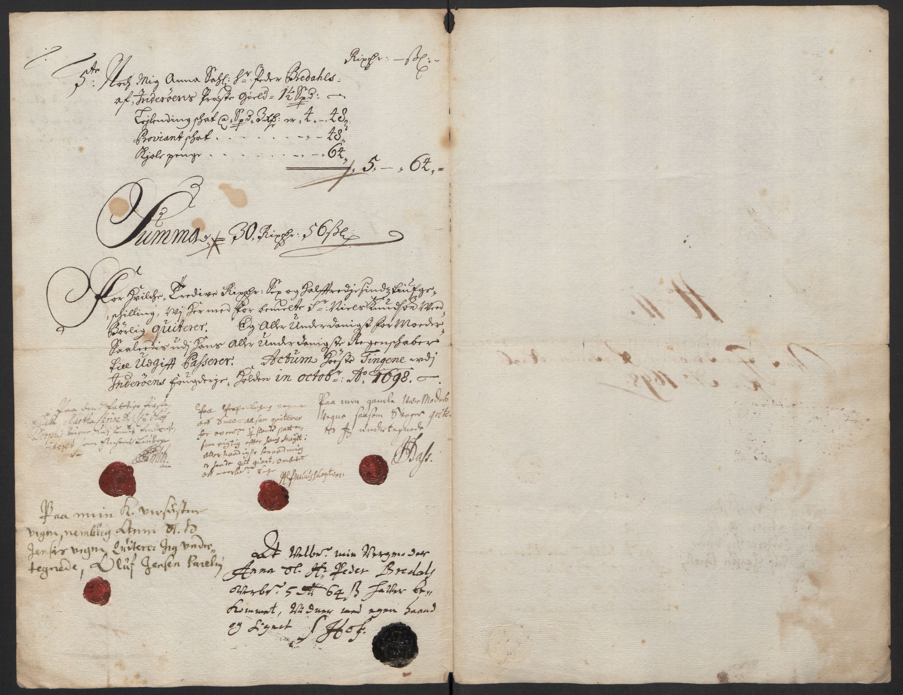 Rentekammeret inntil 1814, Reviderte regnskaper, Fogderegnskap, AV/RA-EA-4092/R63/L4310: Fogderegnskap Inderøy, 1698-1699, p. 182