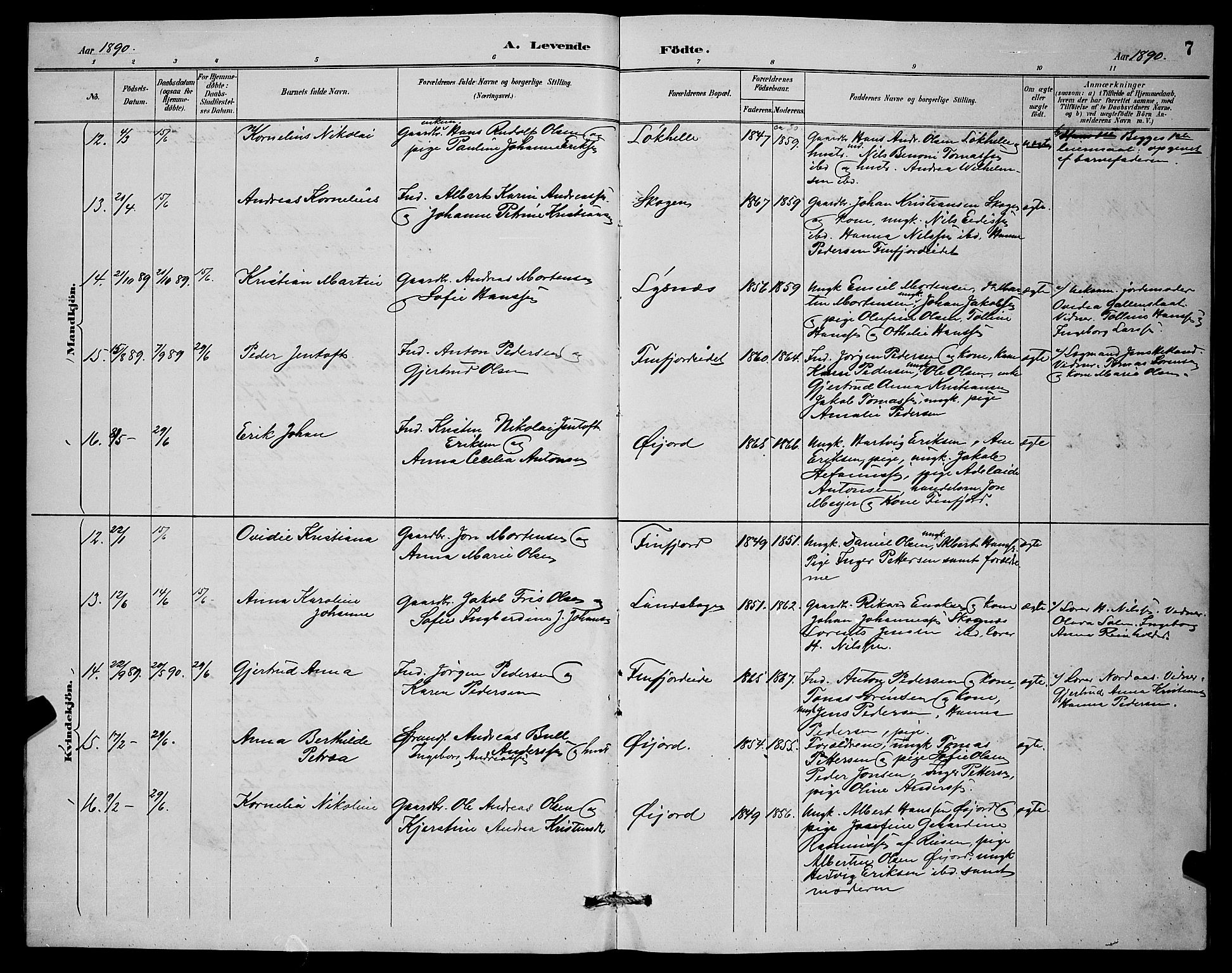 Lenvik sokneprestembete, AV/SATØ-S-1310/H/Ha/Hab/L0007klokker: Parish register (copy) no. 7, 1890-1898, p. 7