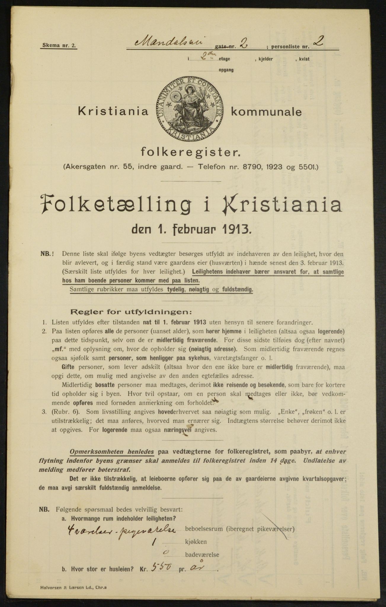 OBA, Municipal Census 1913 for Kristiania, 1913, p. 60396