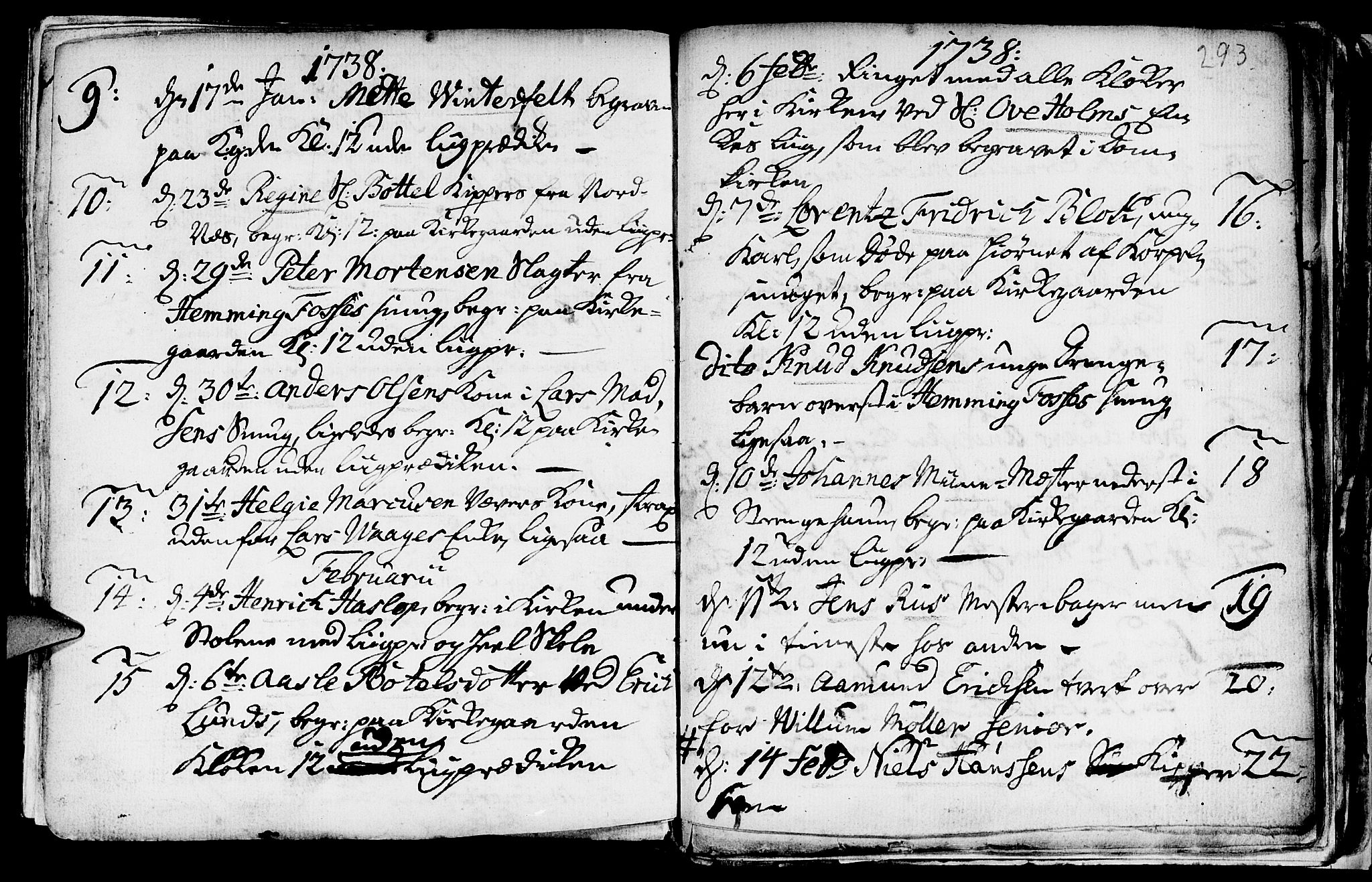 Nykirken Sokneprestembete, SAB/A-77101/H/Haa/L0009: Parish register (official) no. A 9, 1689-1759, p. 293