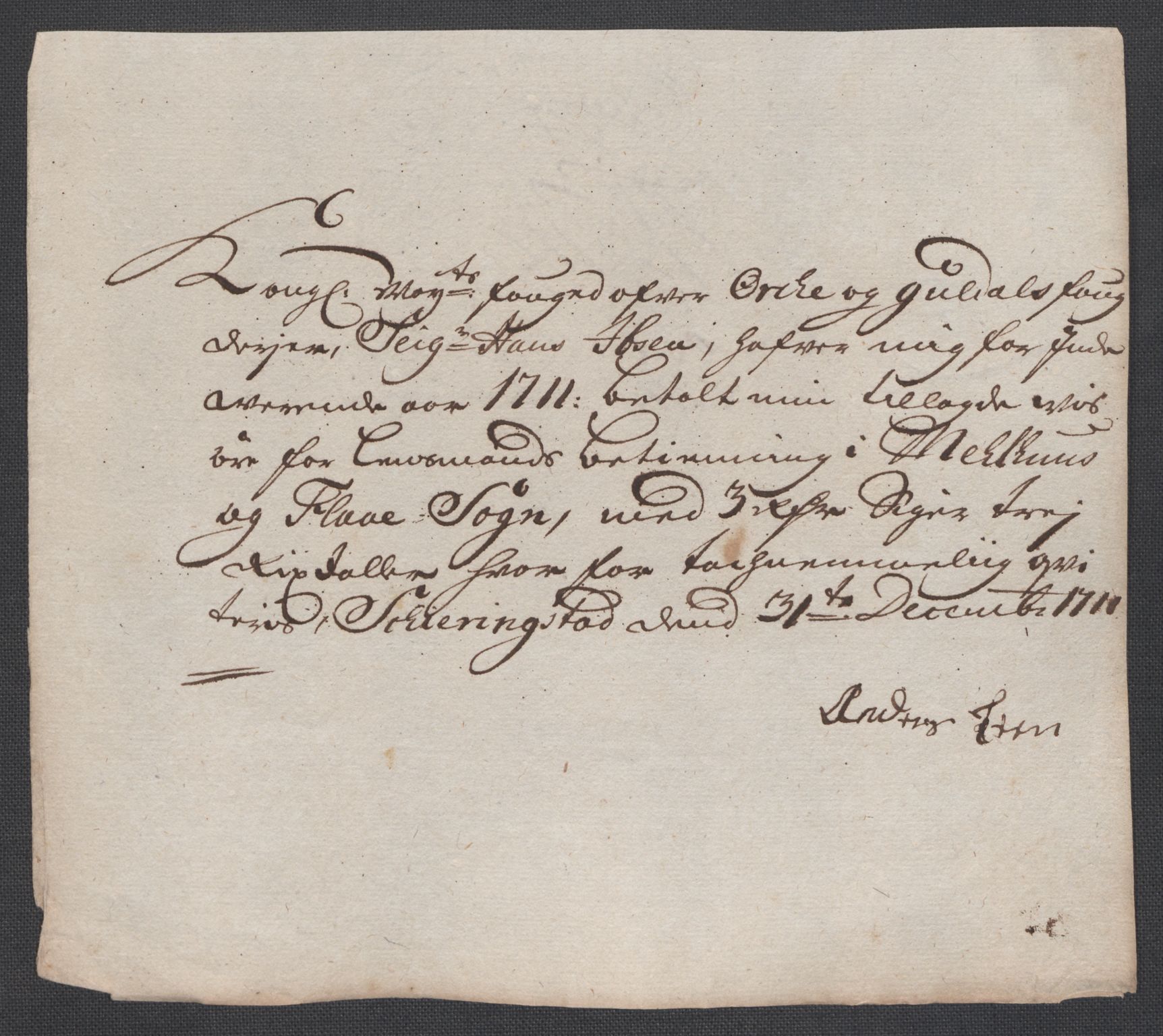 Rentekammeret inntil 1814, Reviderte regnskaper, Fogderegnskap, AV/RA-EA-4092/R60/L3962: Fogderegnskap Orkdal og Gauldal, 1711, p. 315