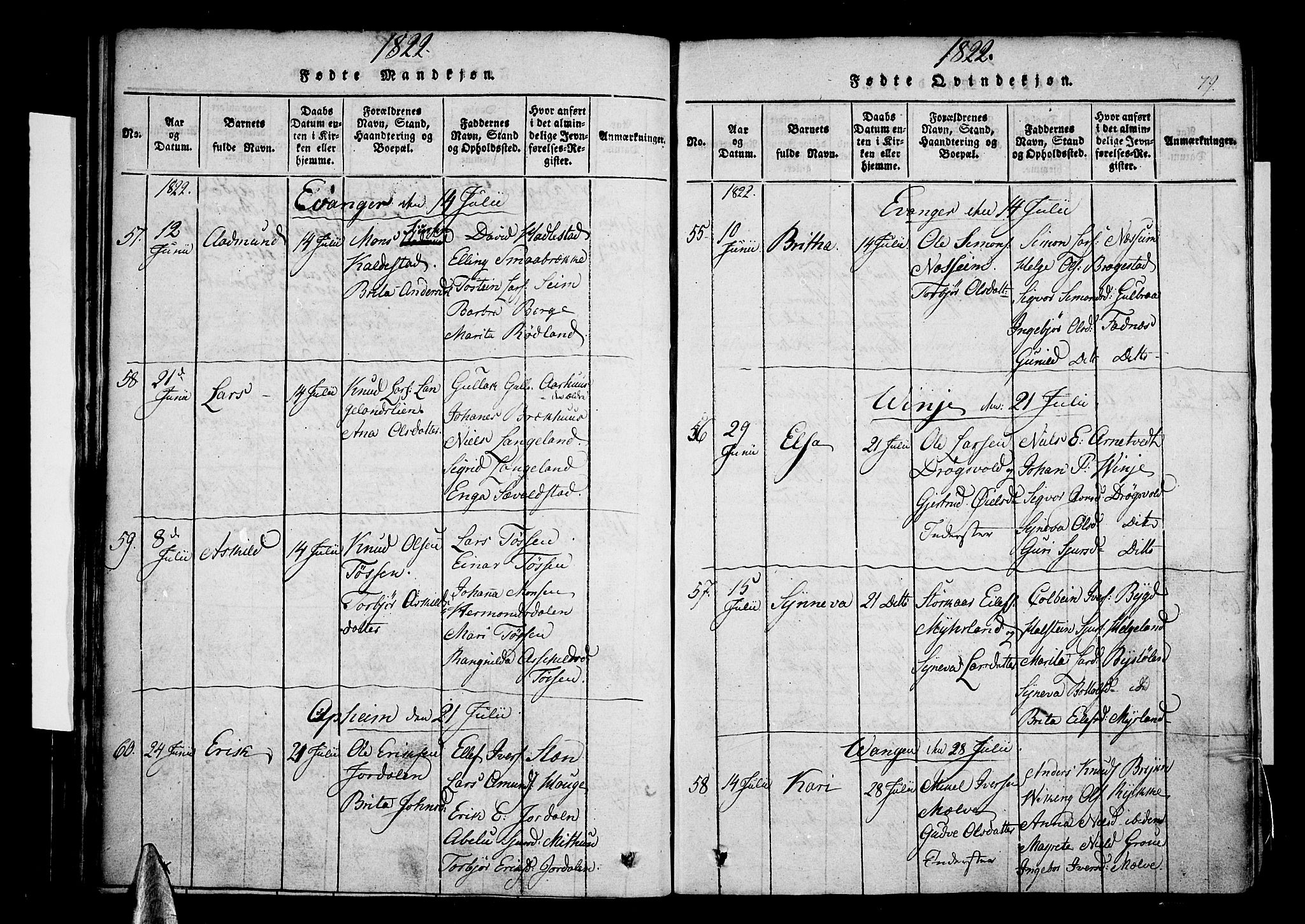 Voss sokneprestembete, SAB/A-79001/H/Haa: Parish register (official) no. A 11, 1816-1827, p. 79