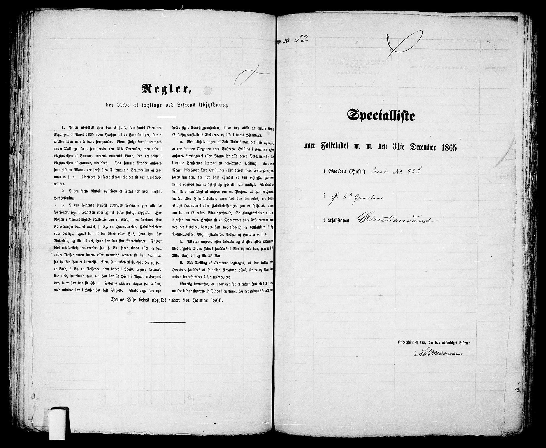 RA, 1865 census for Kristiansand, 1865, p. 178