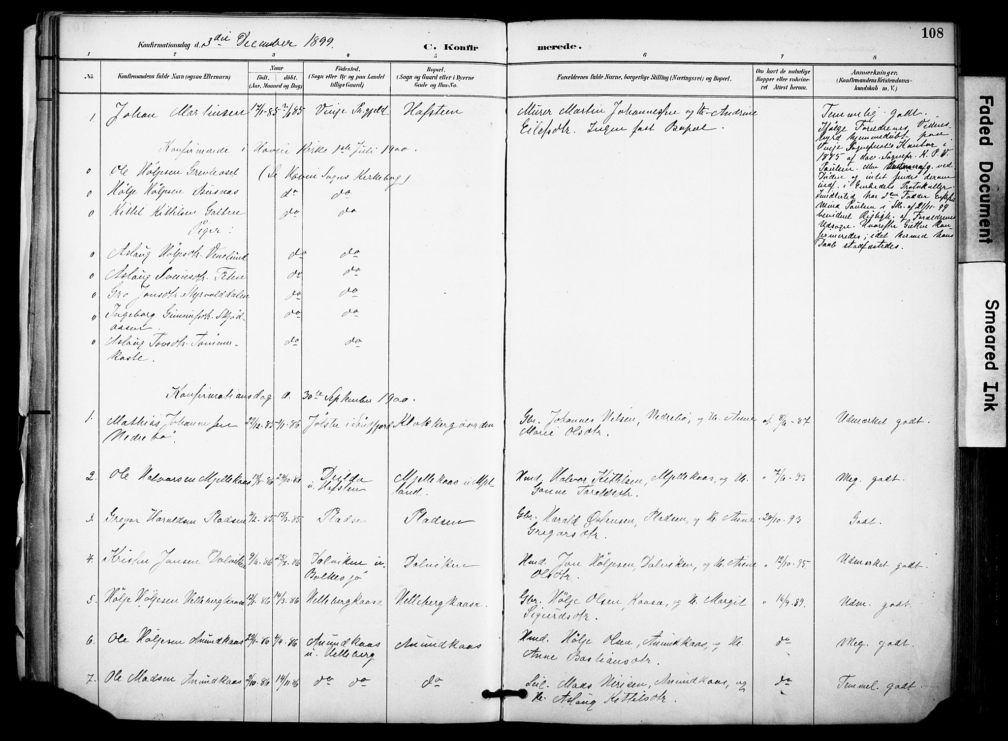 Gransherad kirkebøker, SAKO/A-267/F/Fa/L0005: Parish register (official) no. I 5, 1887-1916, p. 108