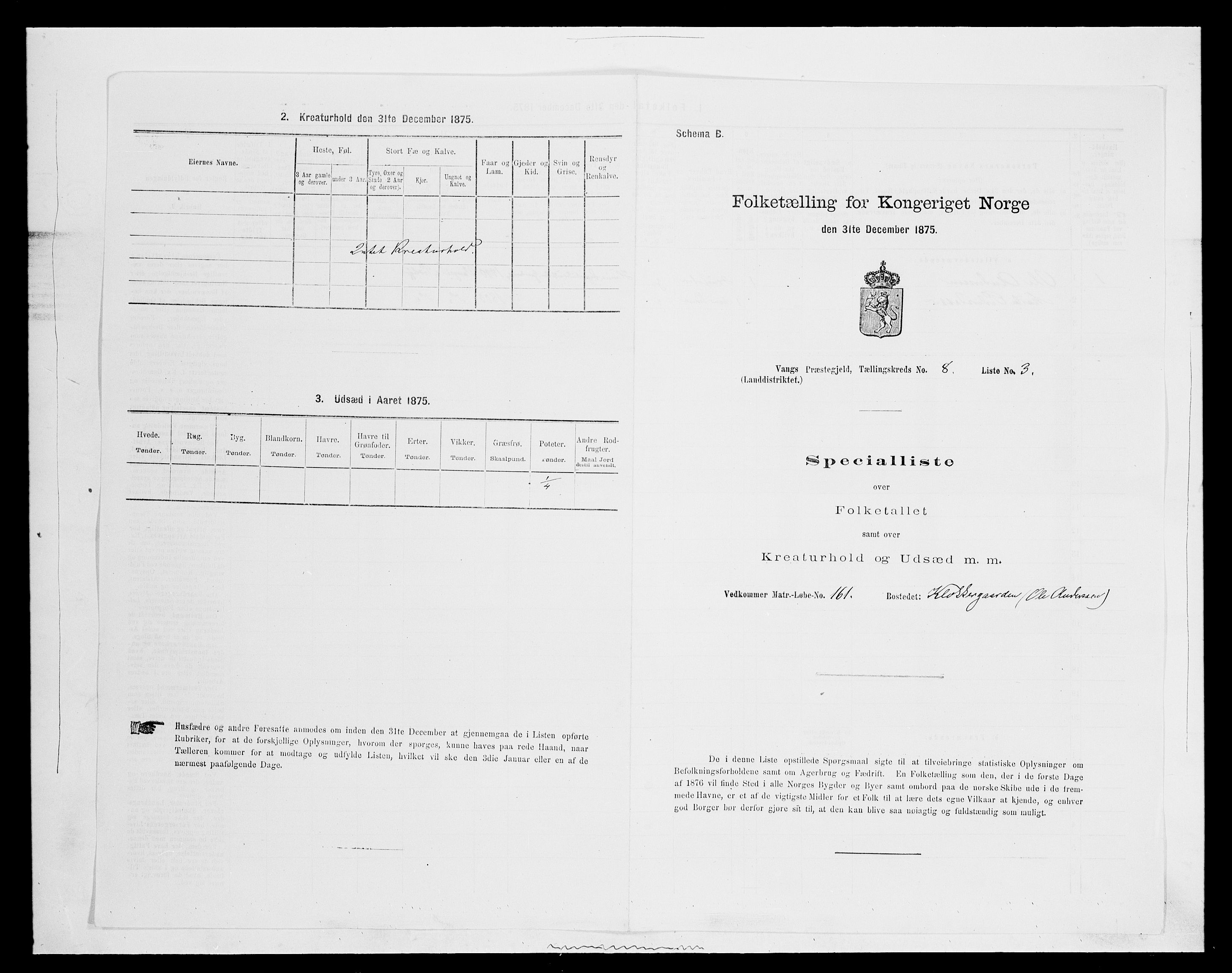 SAH, 1875 census for 0414L Vang/Vang og Furnes, 1875, p. 1634