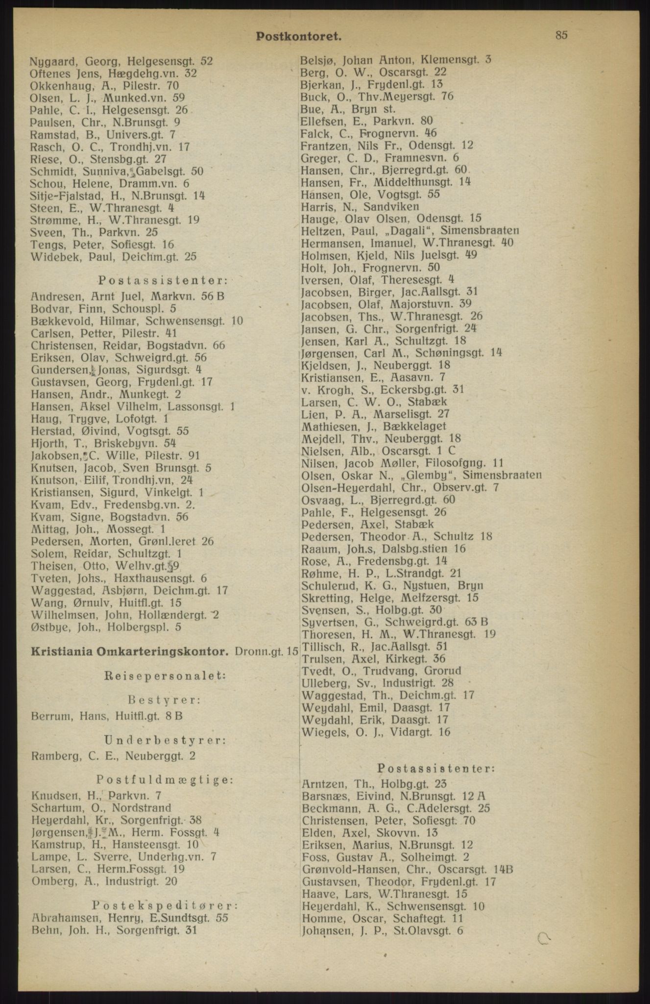 Kristiania/Oslo adressebok, PUBL/-, 1914, p. 85