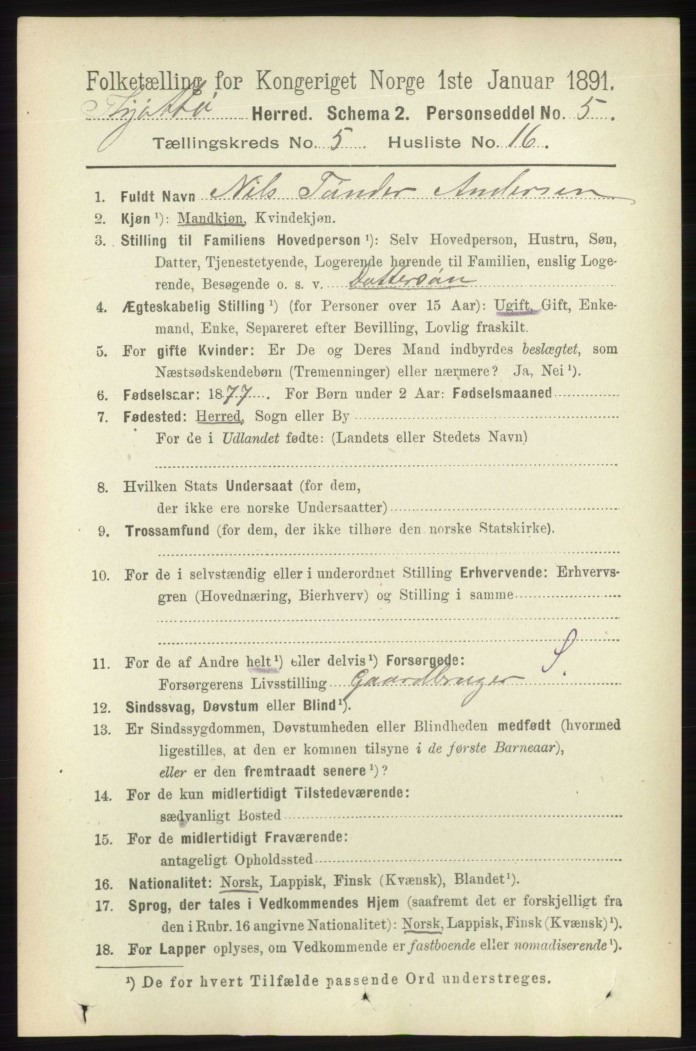 RA, 1891 census for 1817 Tjøtta, 1891, p. 2487