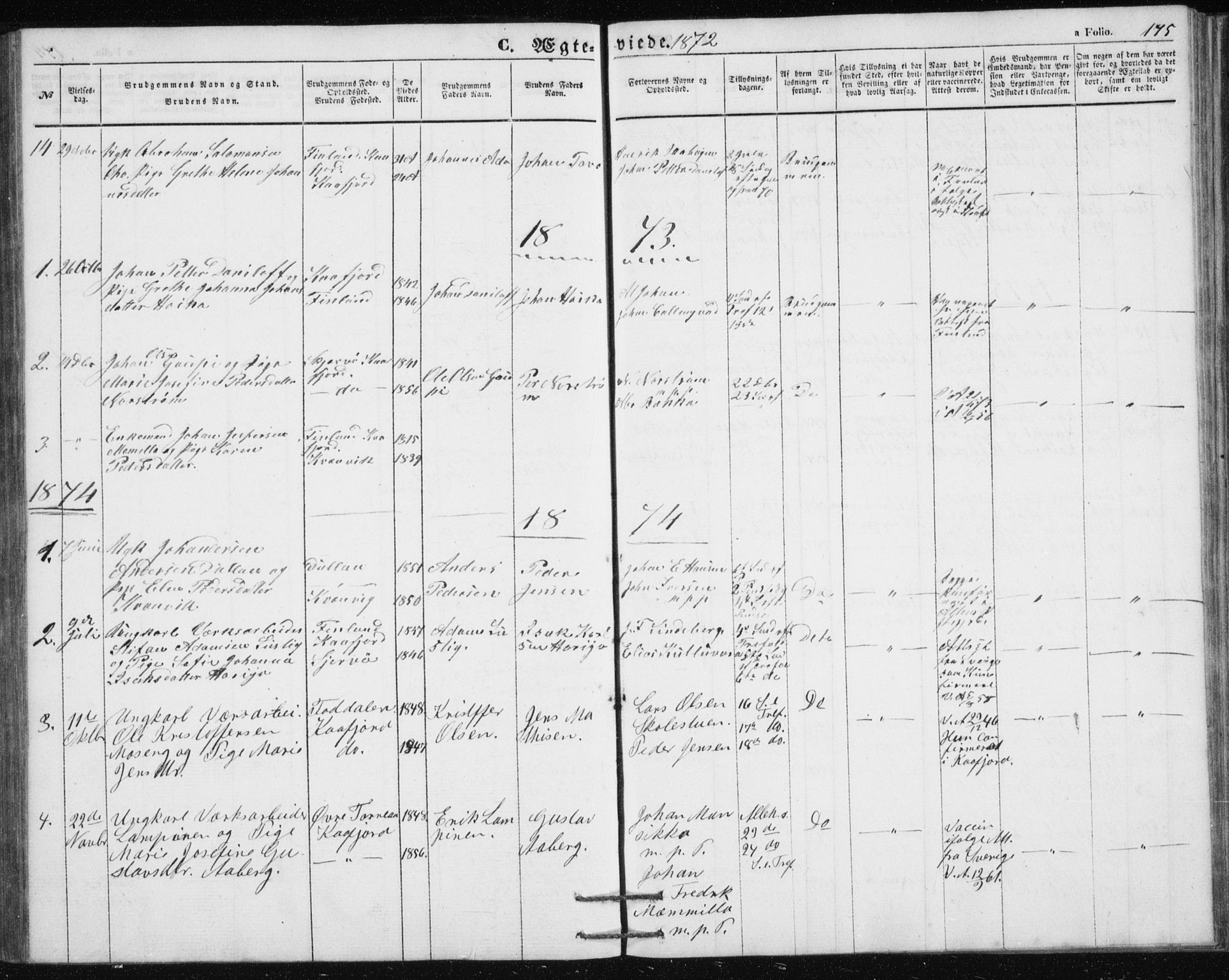 Alta sokneprestkontor, SATØ/S-1338/H/Hb/L0002.klokk: Parish register (copy) no. 2, 1856-1880, p. 175