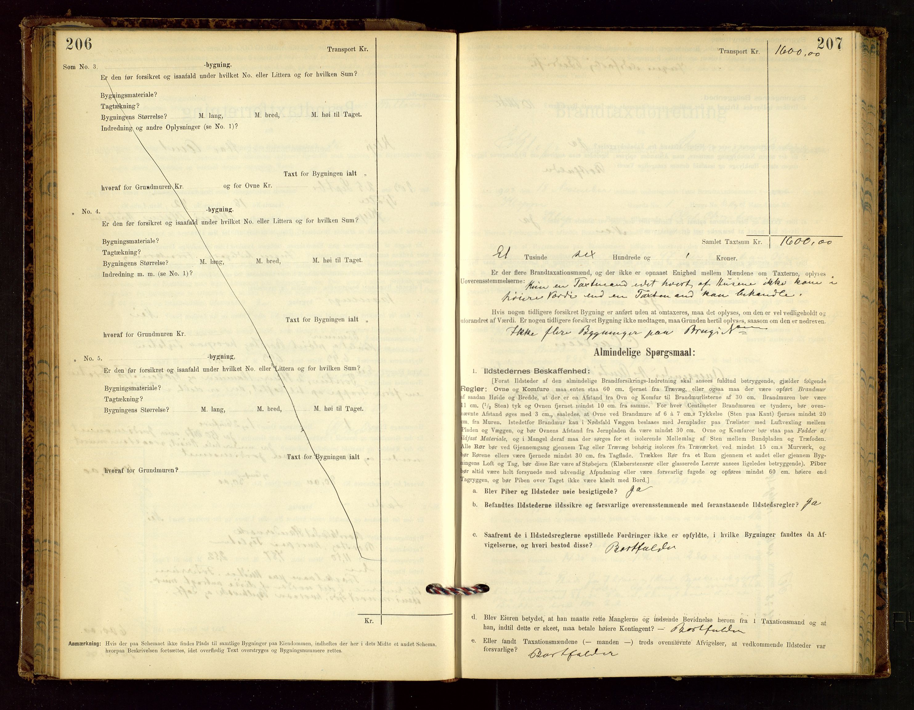 Klepp lensmannskontor, SAST/A-100163/Goc/L0002: "Brandtaxationsprotokol" m/register, 1898-1902, p. 206-207