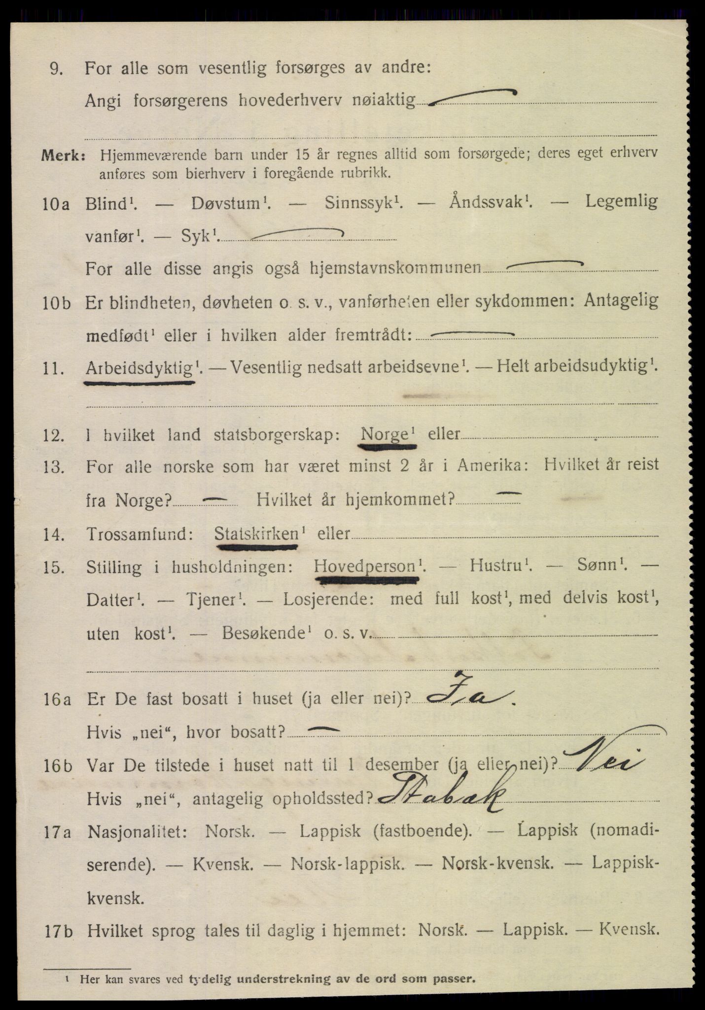 SAT, 1920 census for Kjerringøy, 1920, p. 854