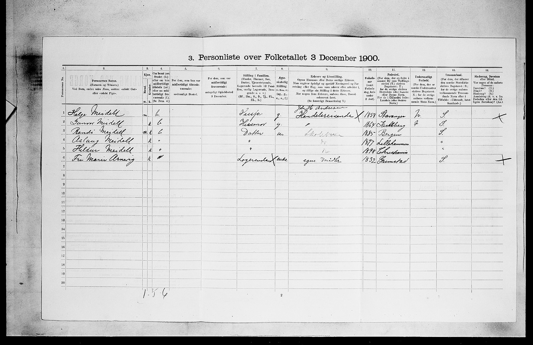 SAO, 1900 census for Kristiania, 1900, p. 6382