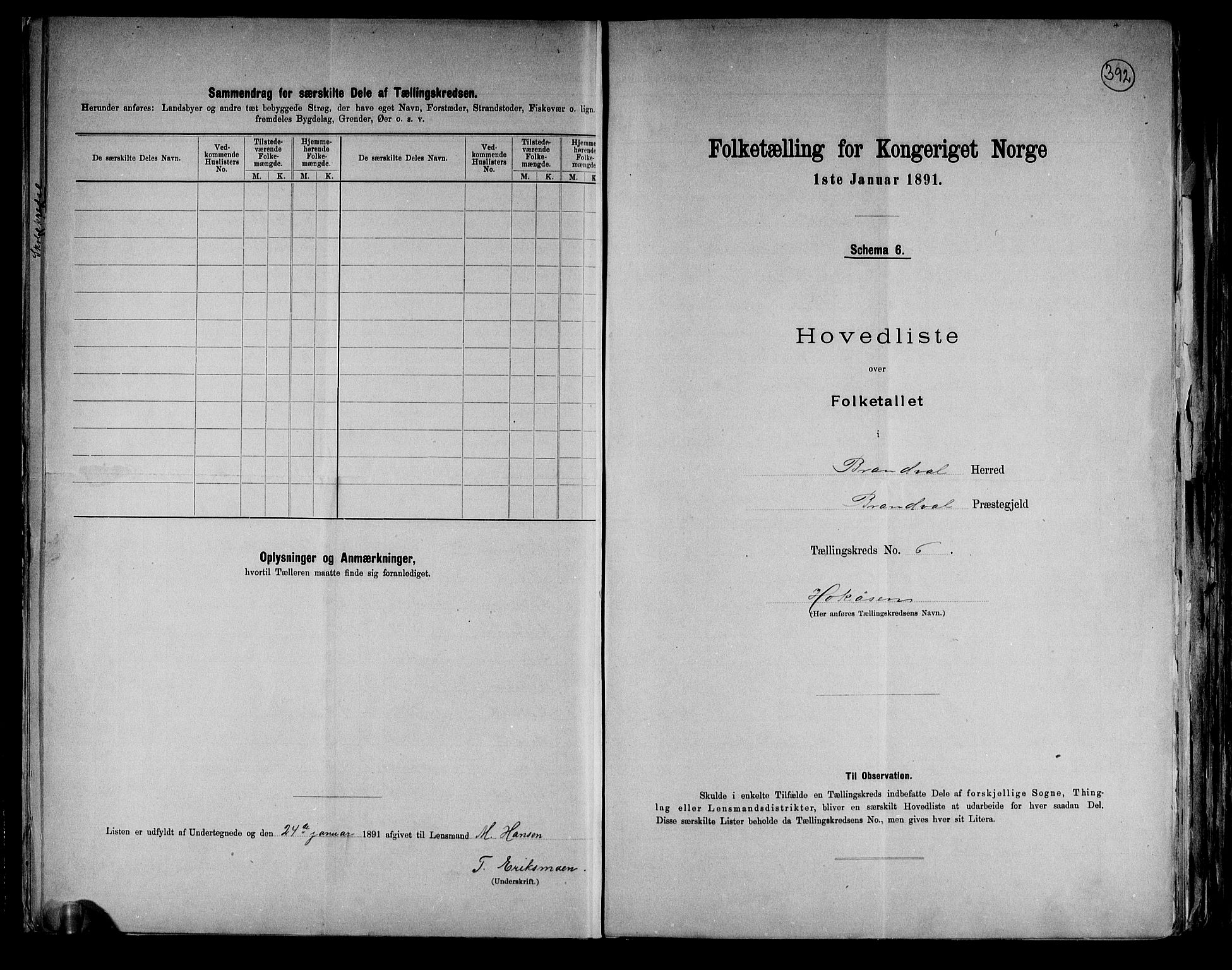 RA, 1891 census for 0422 Brandval, 1891, p. 14