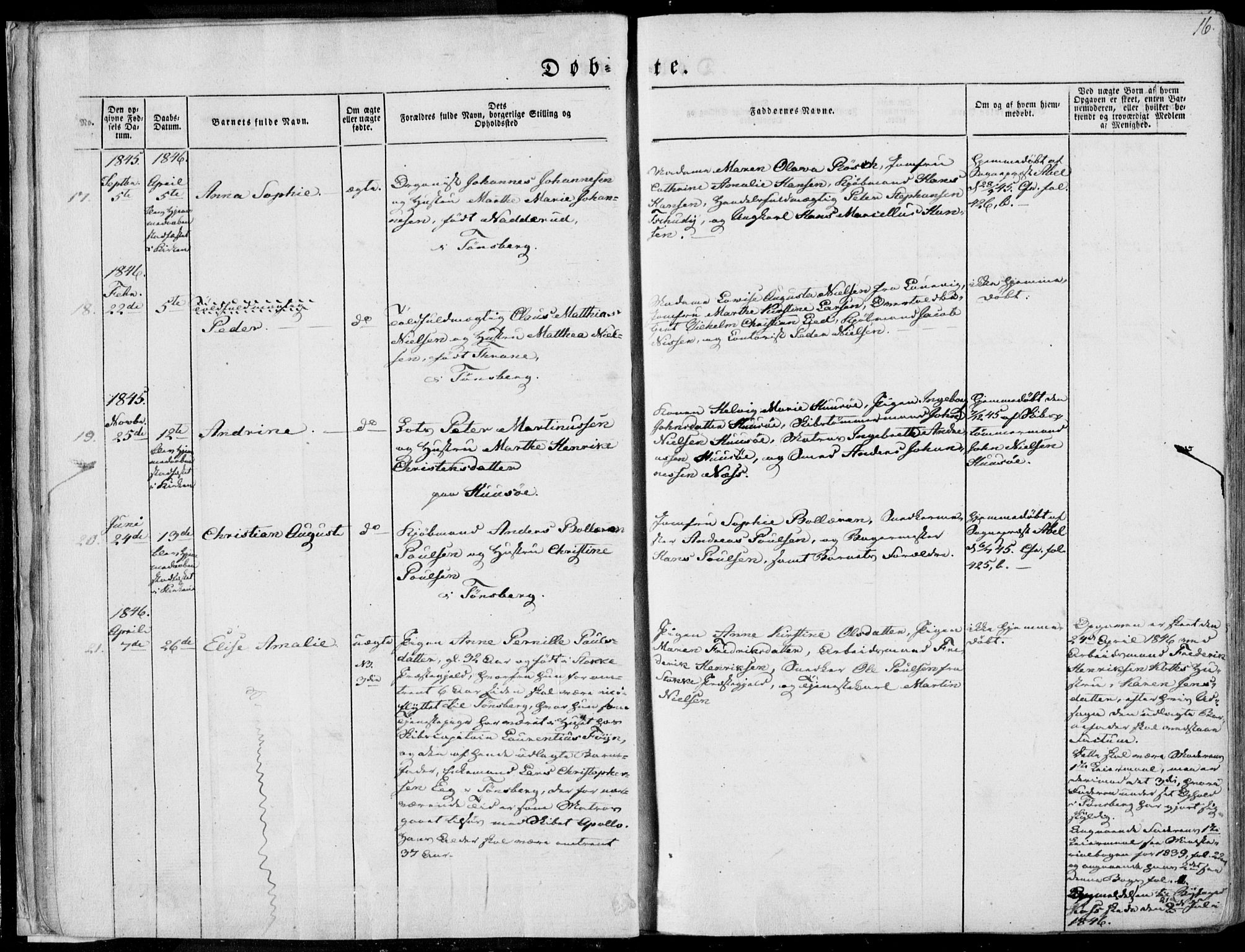 Tønsberg kirkebøker, AV/SAKO-A-330/F/Fa/L0007: Parish register (official) no. I 7, 1845-1854, p. 16