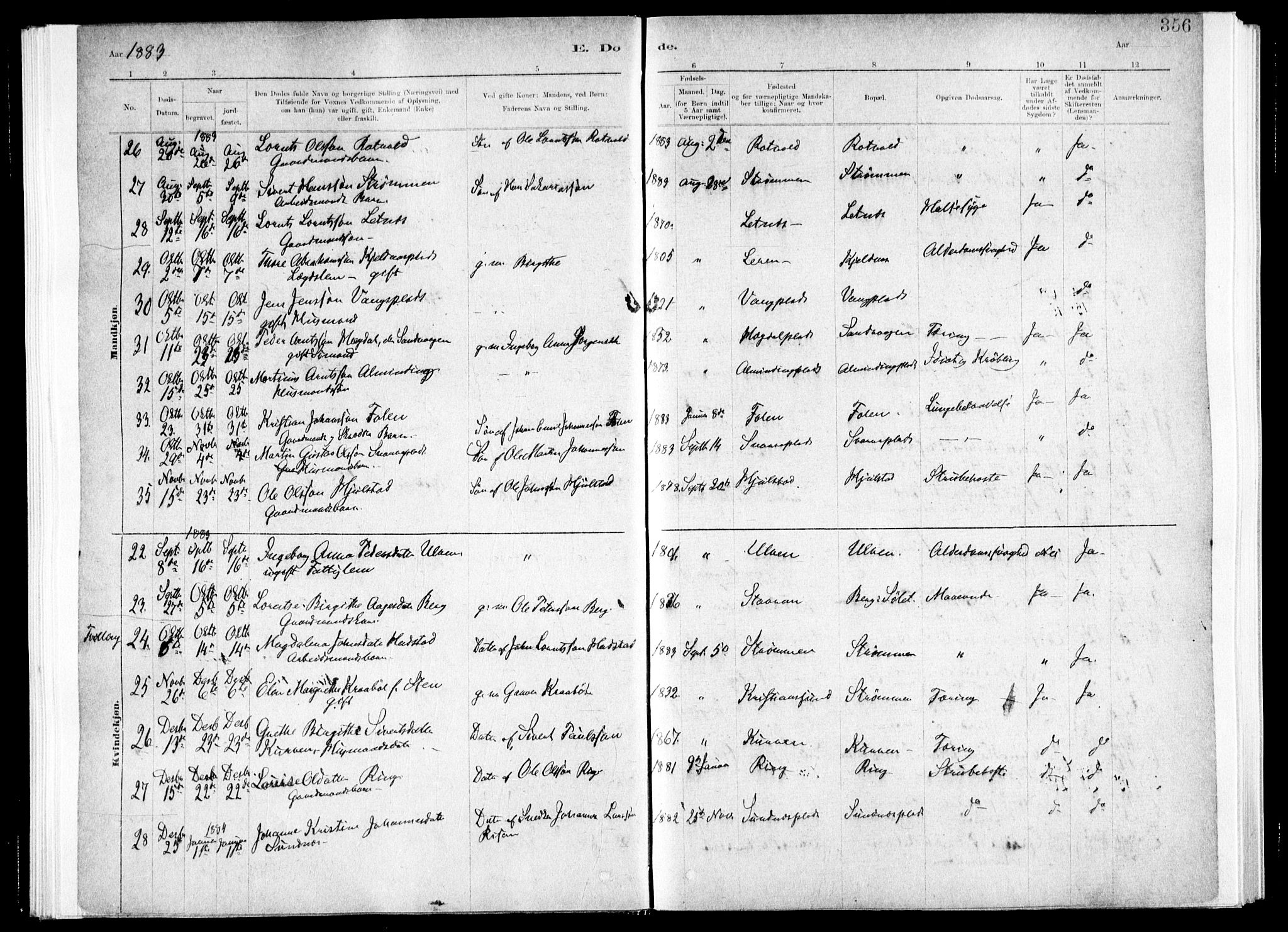 Ministerialprotokoller, klokkerbøker og fødselsregistre - Nord-Trøndelag, SAT/A-1458/730/L0285: Parish register (official) no. 730A10, 1879-1914, p. 356