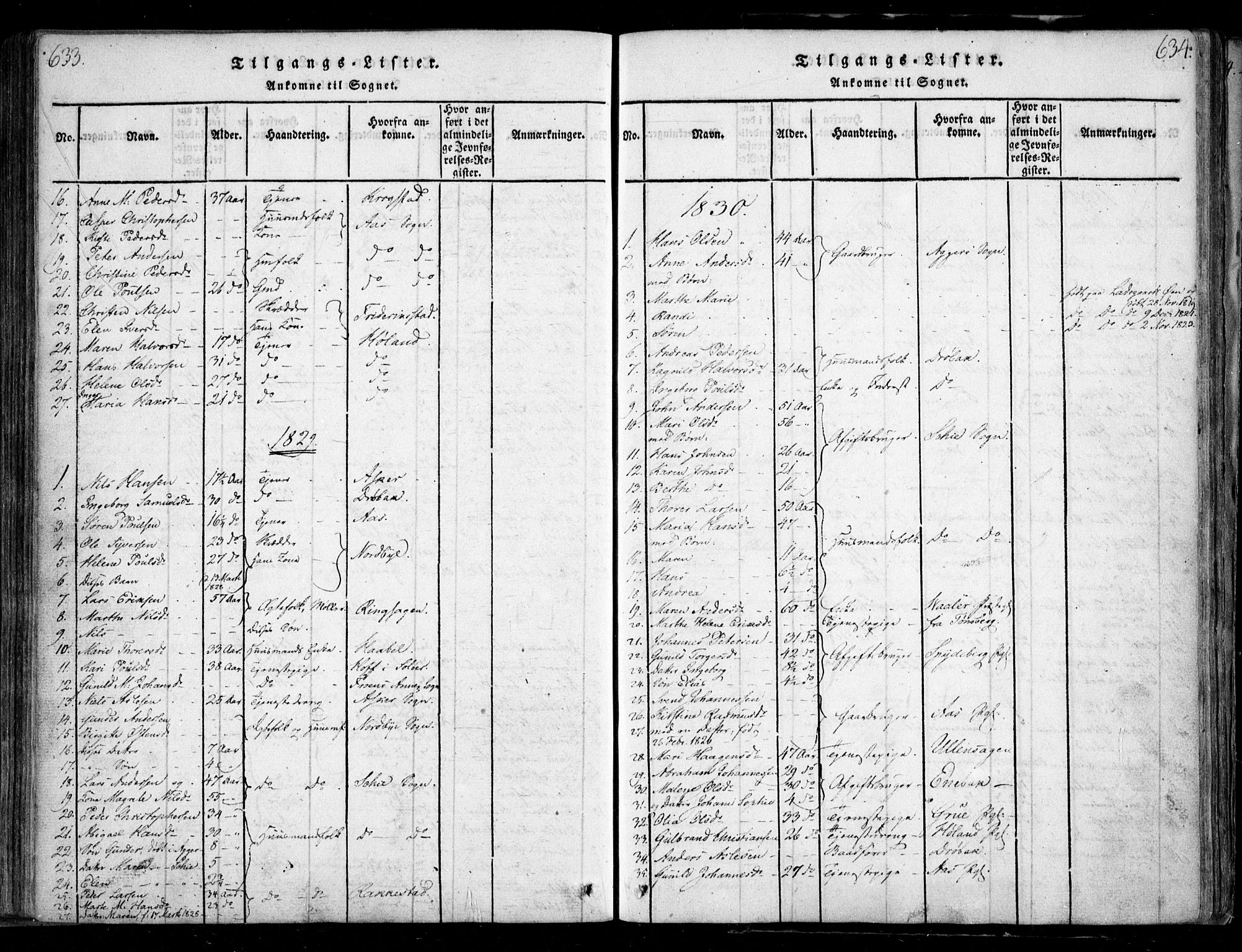 Nesodden prestekontor Kirkebøker, SAO/A-10013/F/Fa/L0006: Parish register (official) no. I 6, 1814-1847, p. 633-634