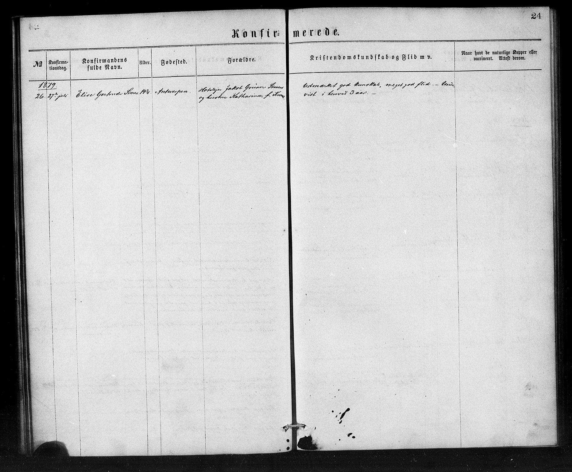 Den norske sjømannsmisjon i utlandet/Antwerpen, SAB/SAB/PA-0105/H/Ha/L0001: Parish register (official) no. A 1, 1865-1887, p. 24