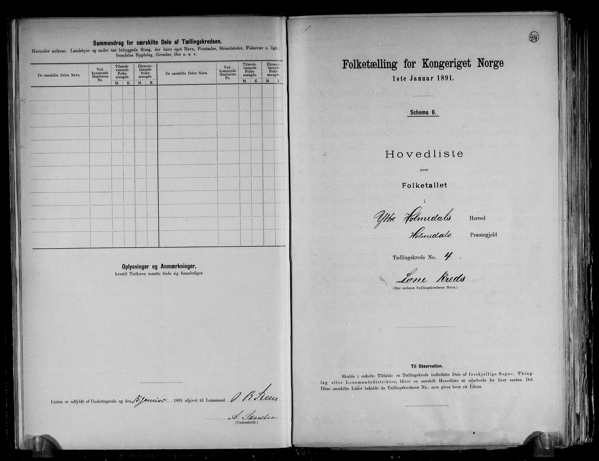 RA, 1891 census for 1429 Ytre Holmedal, 1891, p. 12