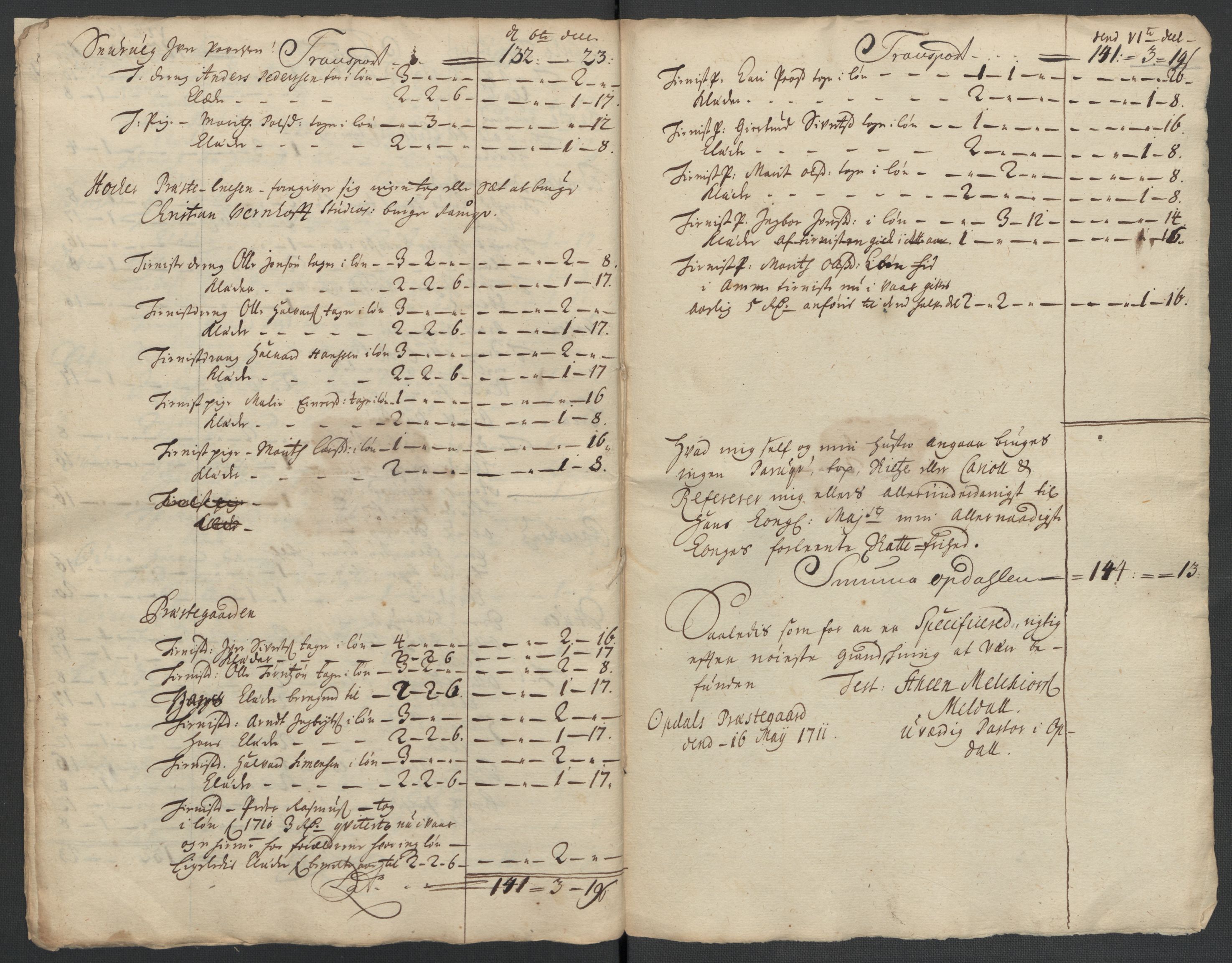 Rentekammeret inntil 1814, Reviderte regnskaper, Fogderegnskap, RA/EA-4092/R60/L3962: Fogderegnskap Orkdal og Gauldal, 1711, p. 103