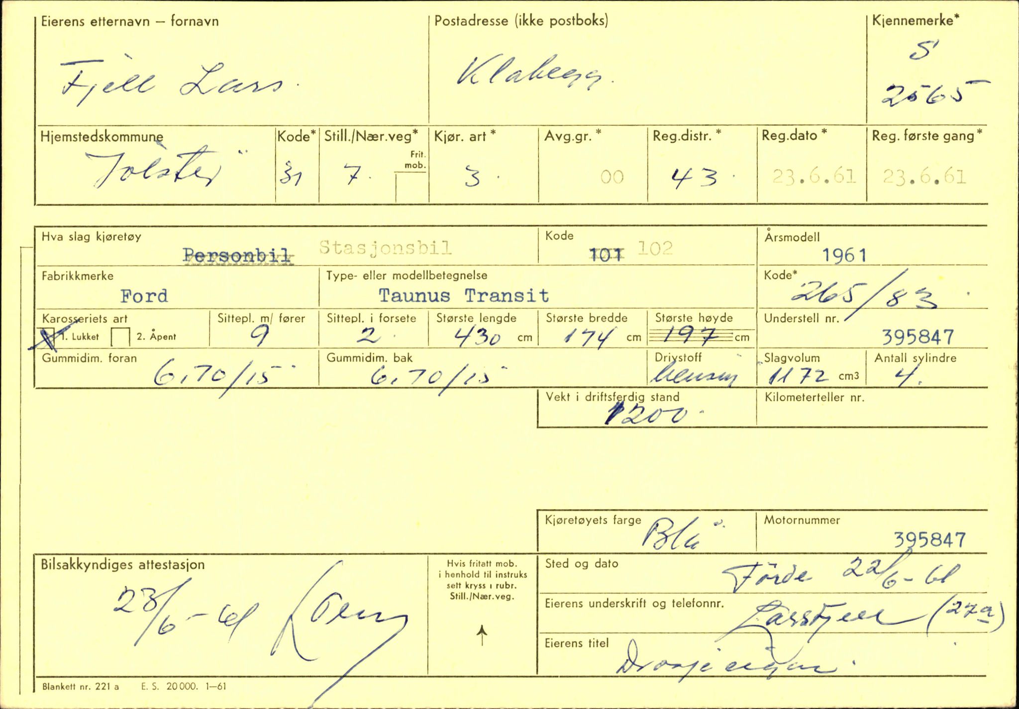 Statens vegvesen, Sogn og Fjordane vegkontor, AV/SAB-A-5301/4/F/L0004: Registerkort utmeldte Fjordane S2500-2700, S7200-7899, 1930-1961, p. 97