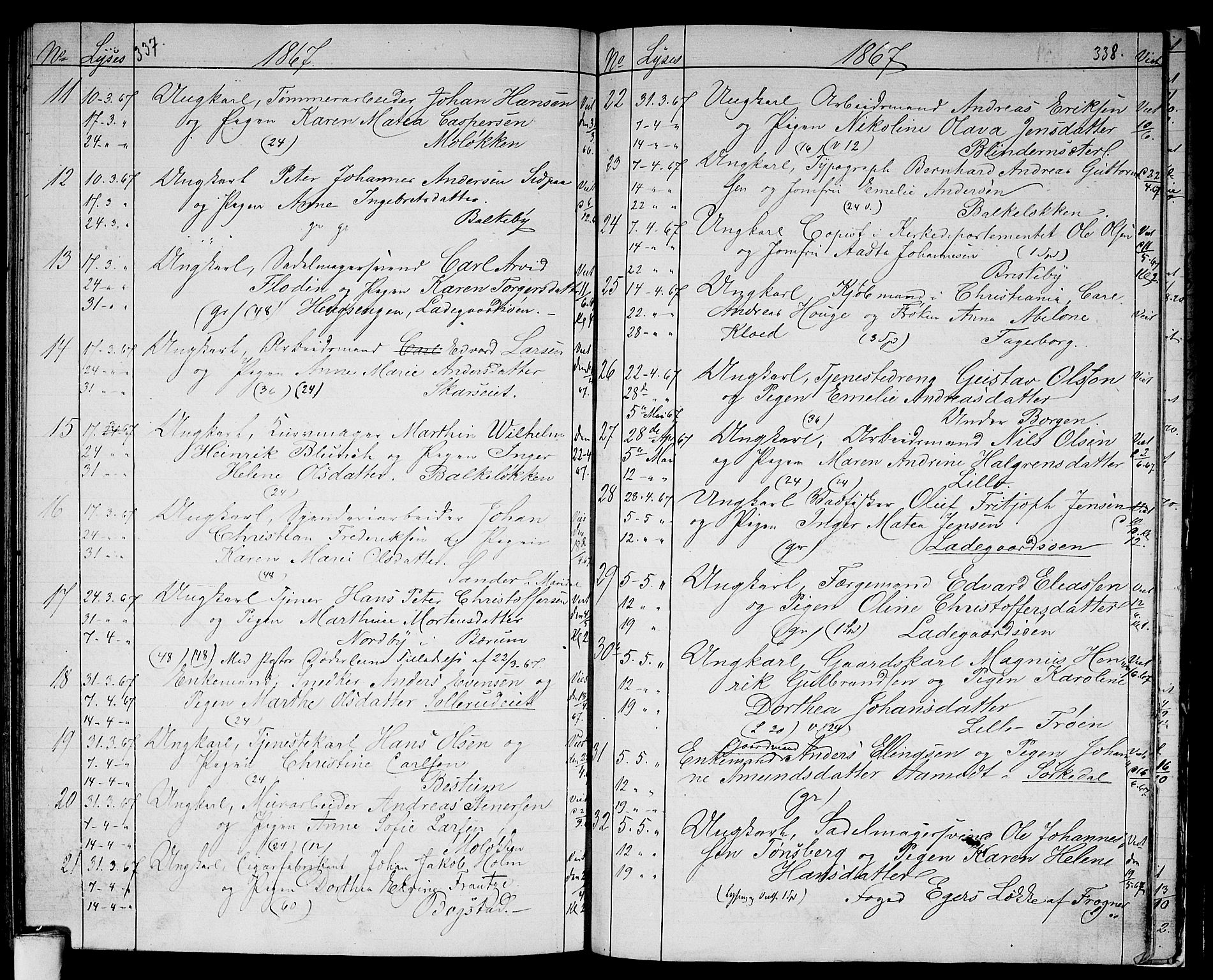 Vestre Aker prestekontor Kirkebøker, SAO/A-10025/G/Ga/L0001: Parish register (copy) no. I 1, 1859-1871, p. 337-338