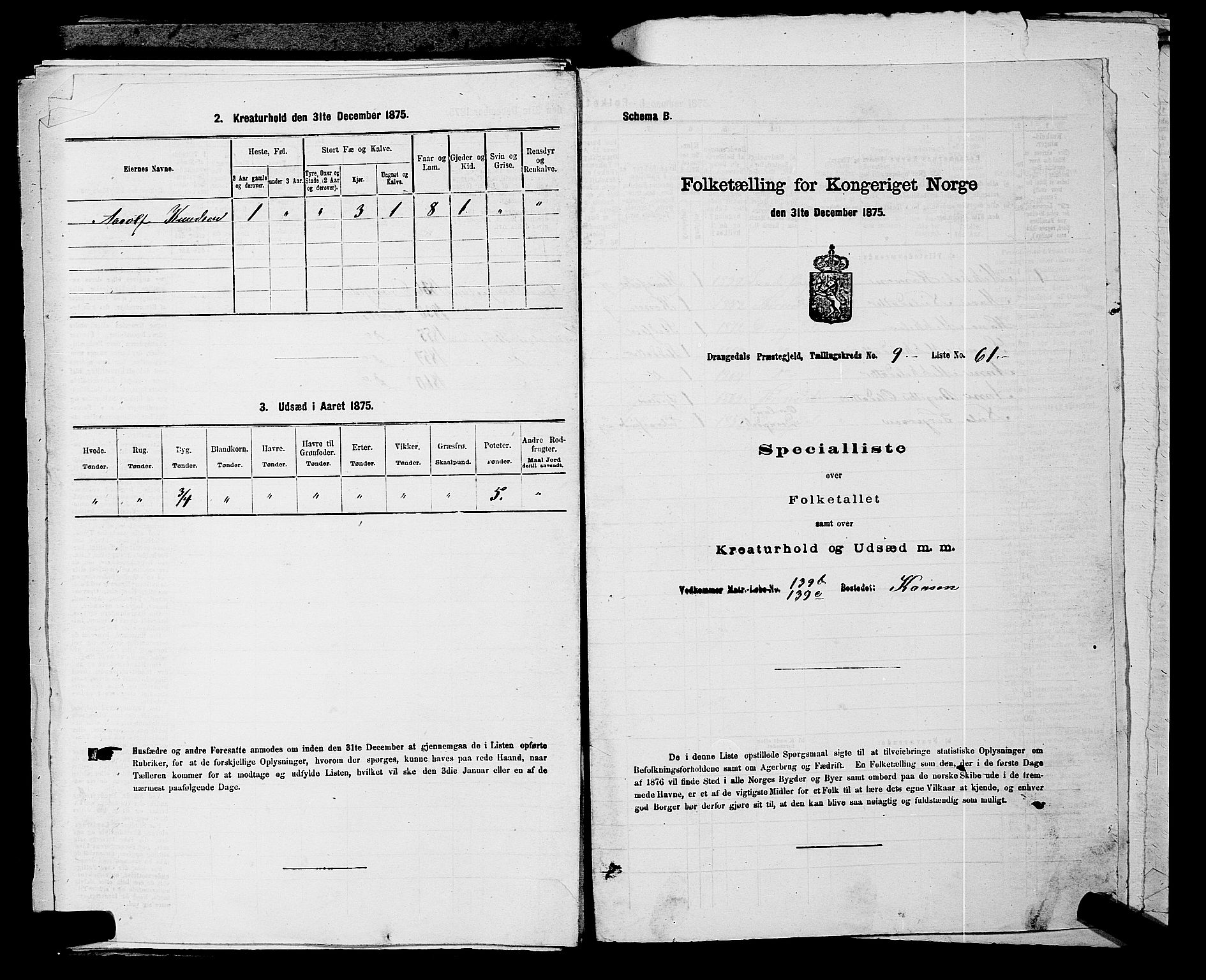 SAKO, 1875 census for 0817P Drangedal, 1875, p. 998