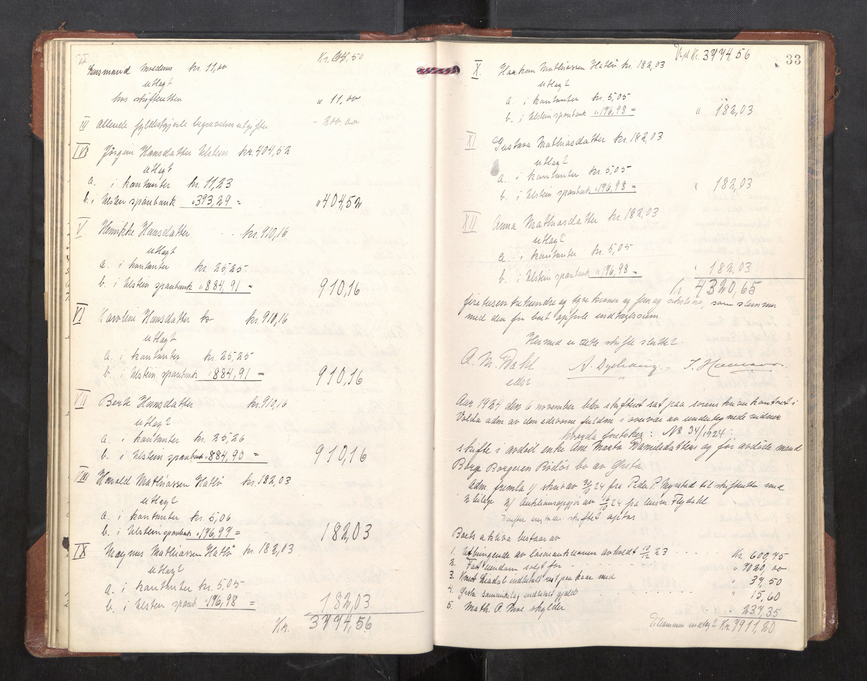 Søre Sunnmøre sorenskriveri, AV/SAT-A-4122/1/3/3A/L0025: Skifte- / Skifteutloddings- / Skifteslutningsprotokollar, 1924-1927, p. 32b-33a