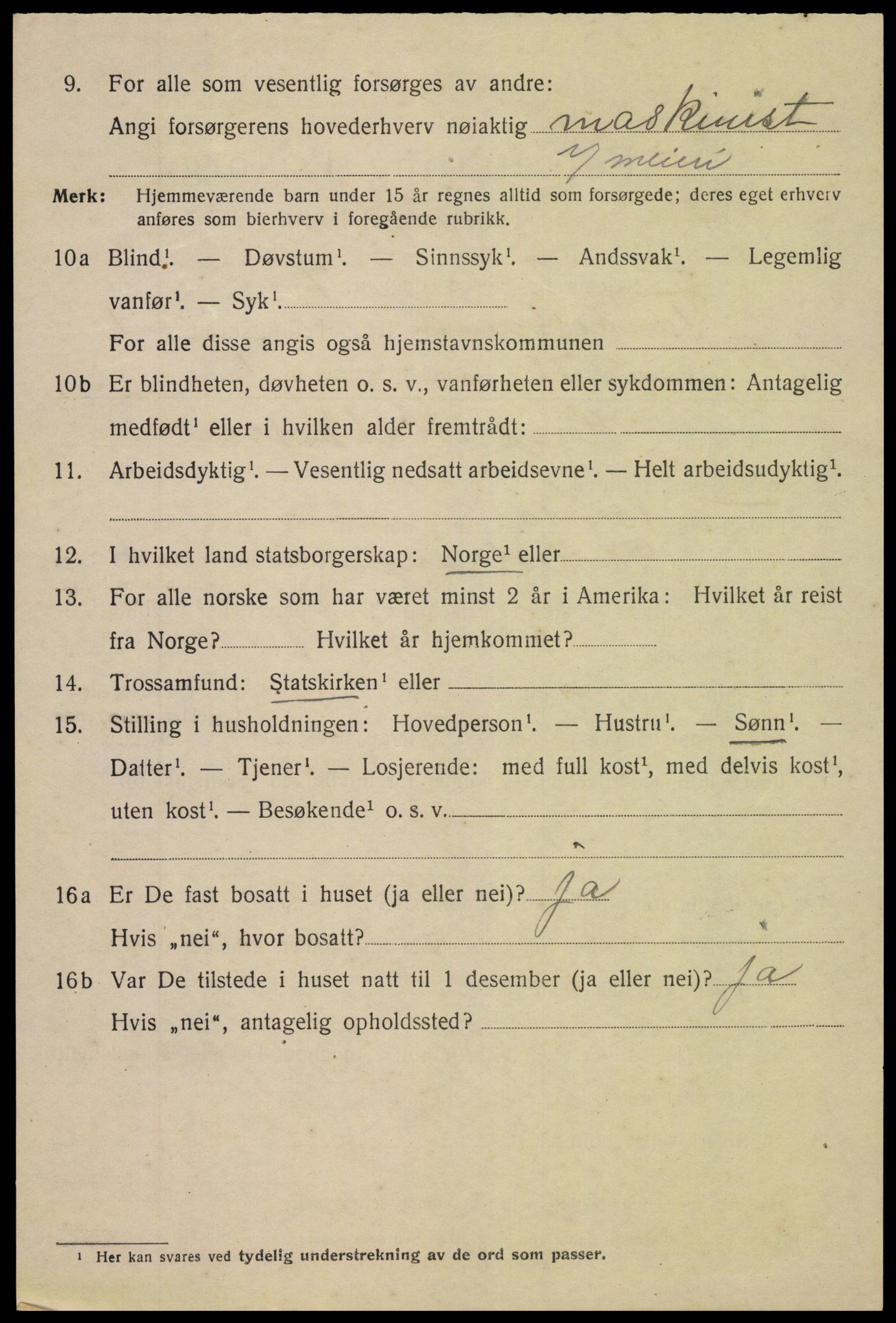 SAK, 1920 census for Tvedestrand, 1920, p. 2128