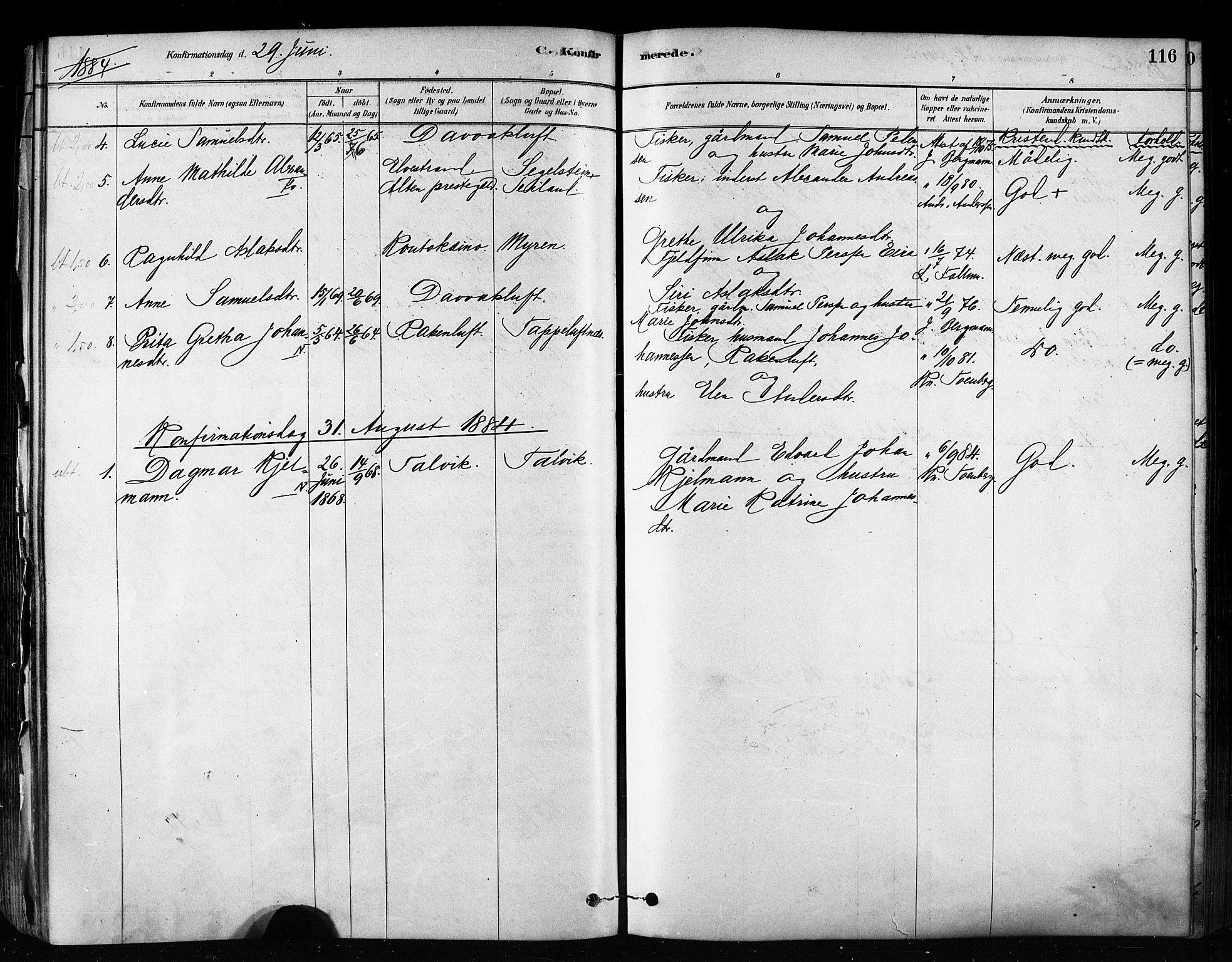 Talvik sokneprestkontor, SATØ/S-1337/H/Ha/L0012kirke: Parish register (official) no. 12, 1878-1886, p. 116