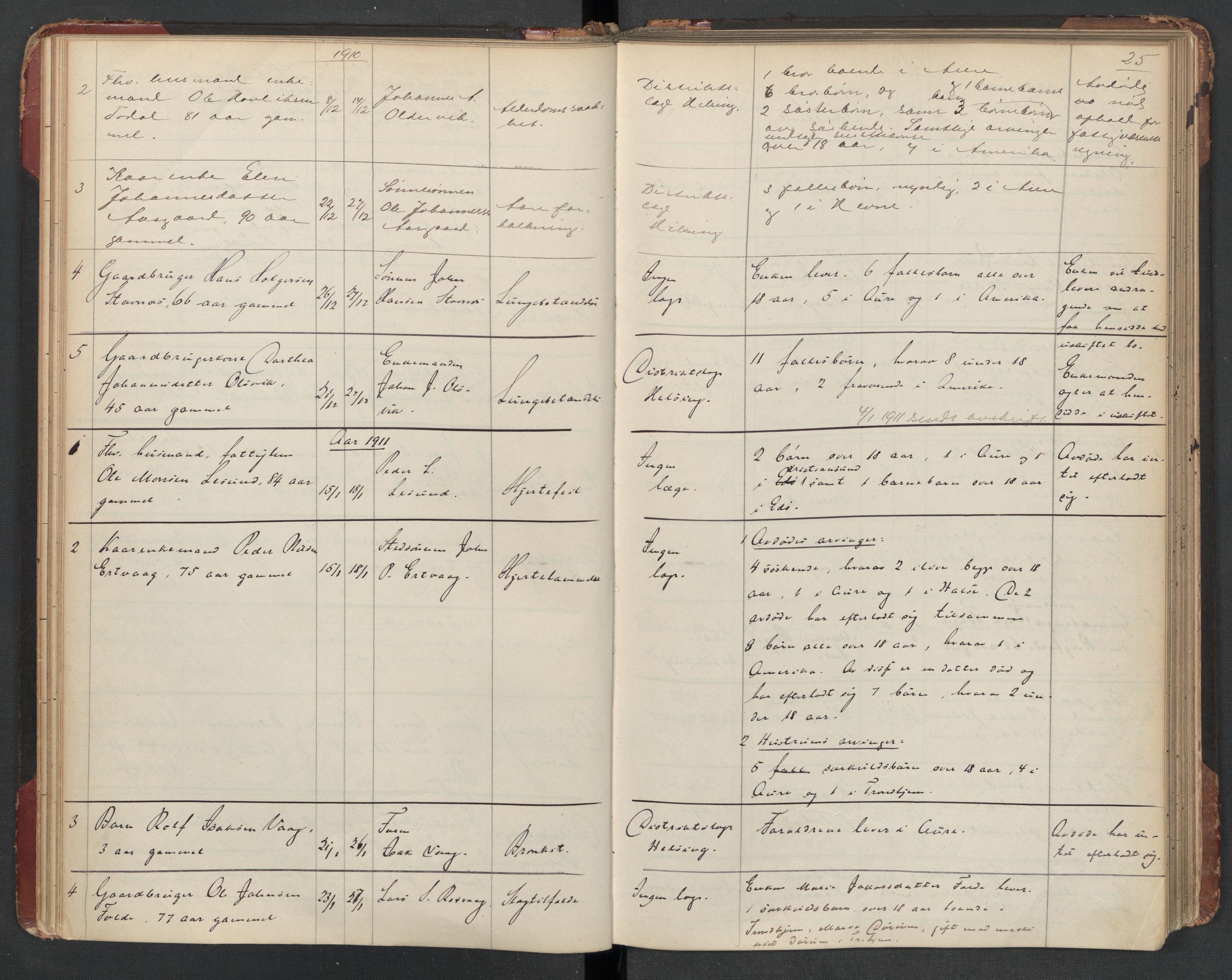 Aure lensmannskontor, AV/SAT-A-1088/1/02/L0003: 2.01.03 Dødsfallsprotokoll, 1906-1926, p. 25