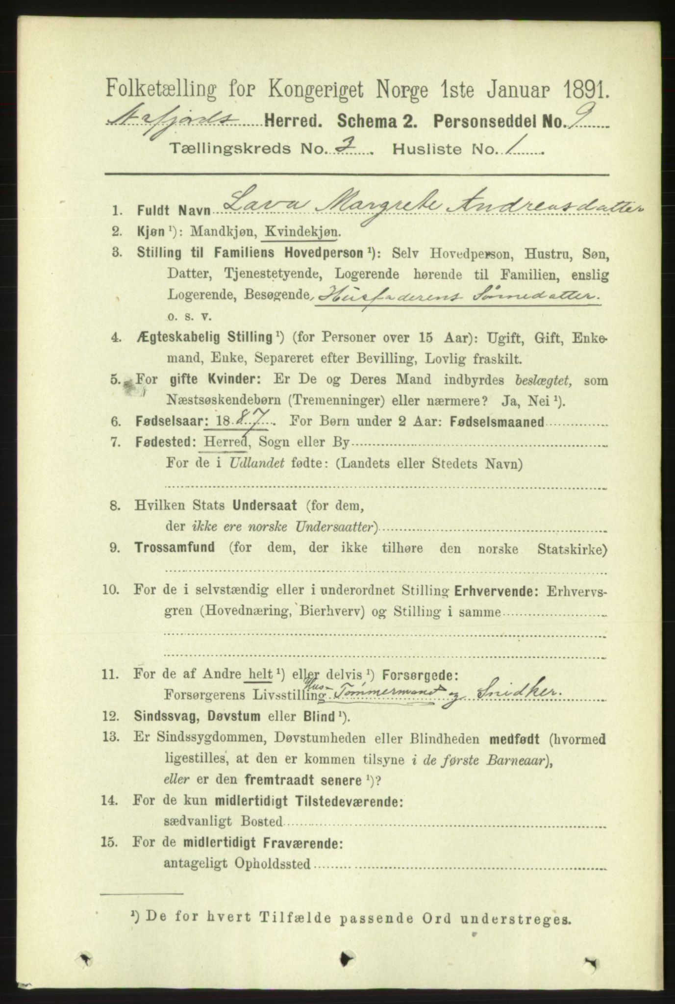 RA, 1891 census for 1630 Åfjord, 1891, p. 580