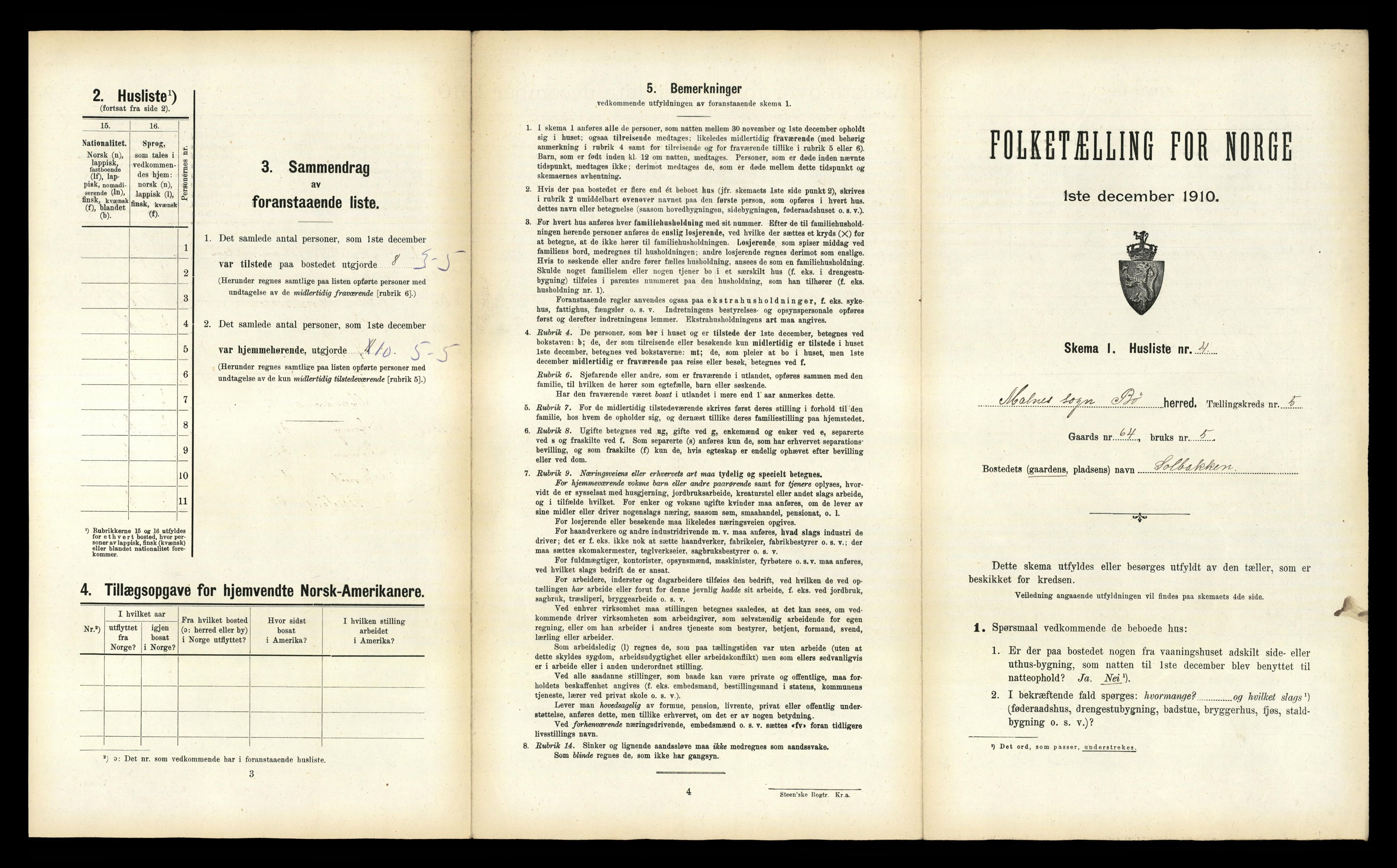 RA, 1910 census for Bø, 1910, p. 1379