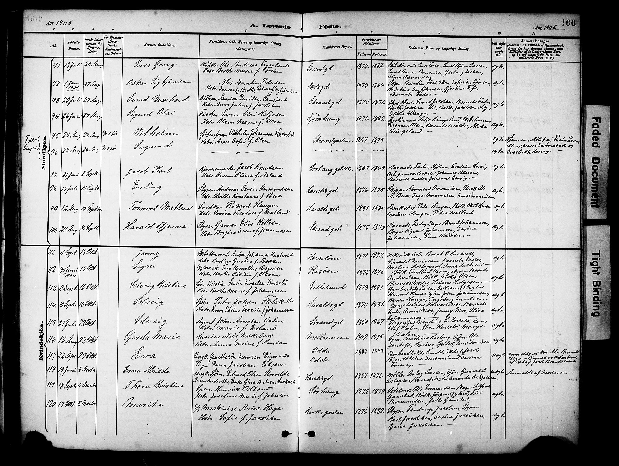 Haugesund sokneprestkontor, AV/SAST-A -101863/H/Ha/Hab/L0005: Parish register (copy) no. B 5, 1894-1908, p. 166