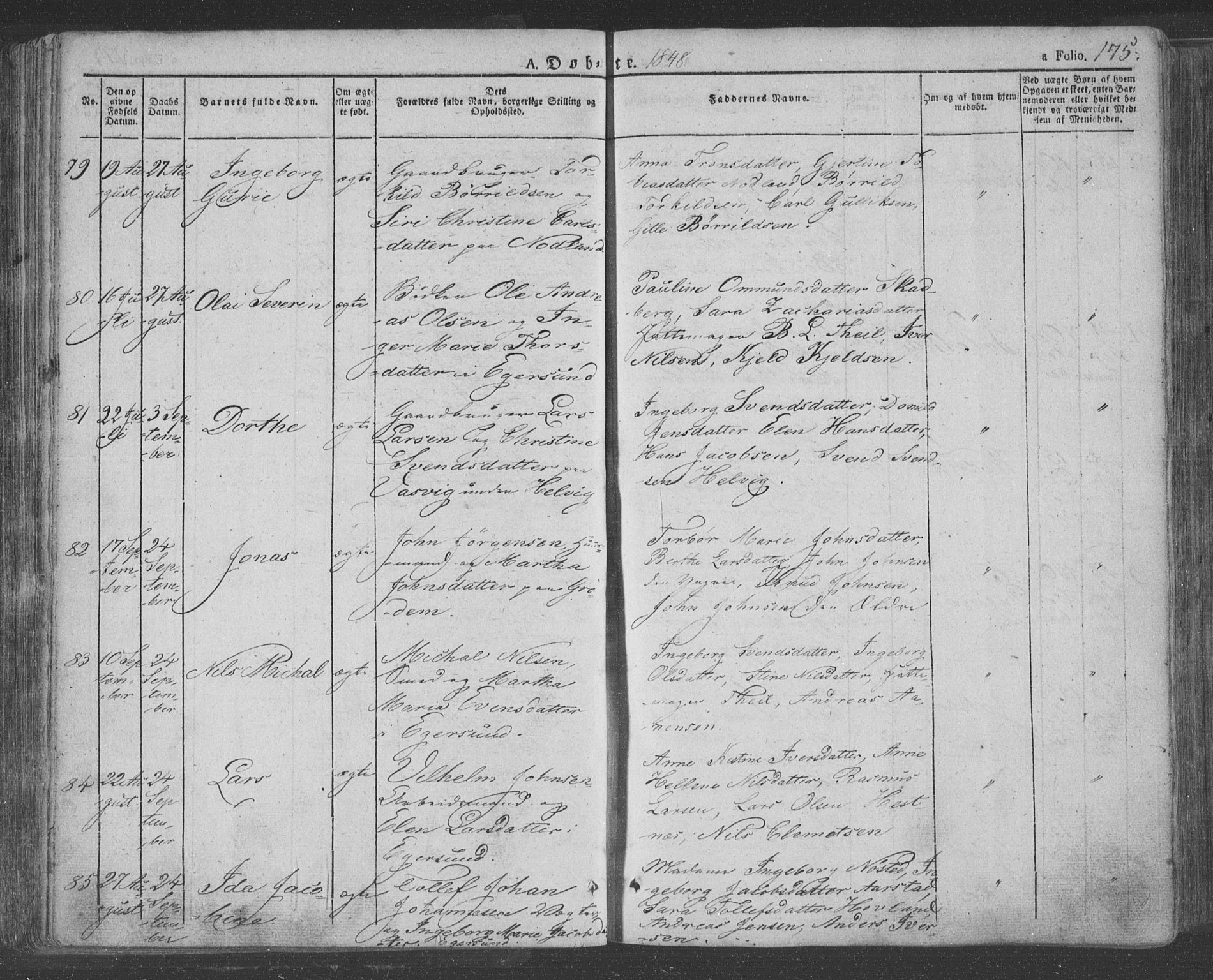 Eigersund sokneprestkontor, AV/SAST-A-101807/S08/L0009: Parish register (official) no. A 9, 1827-1850, p. 175