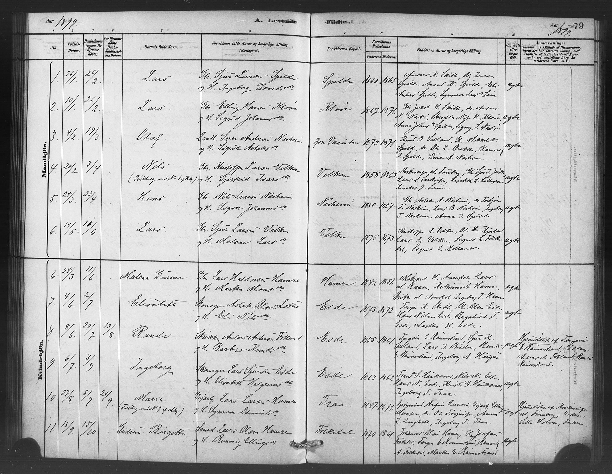 Ulvik sokneprestembete, AV/SAB-A-78801/H/Haa: Parish register (official) no. C 1, 1878-1903, p. 79