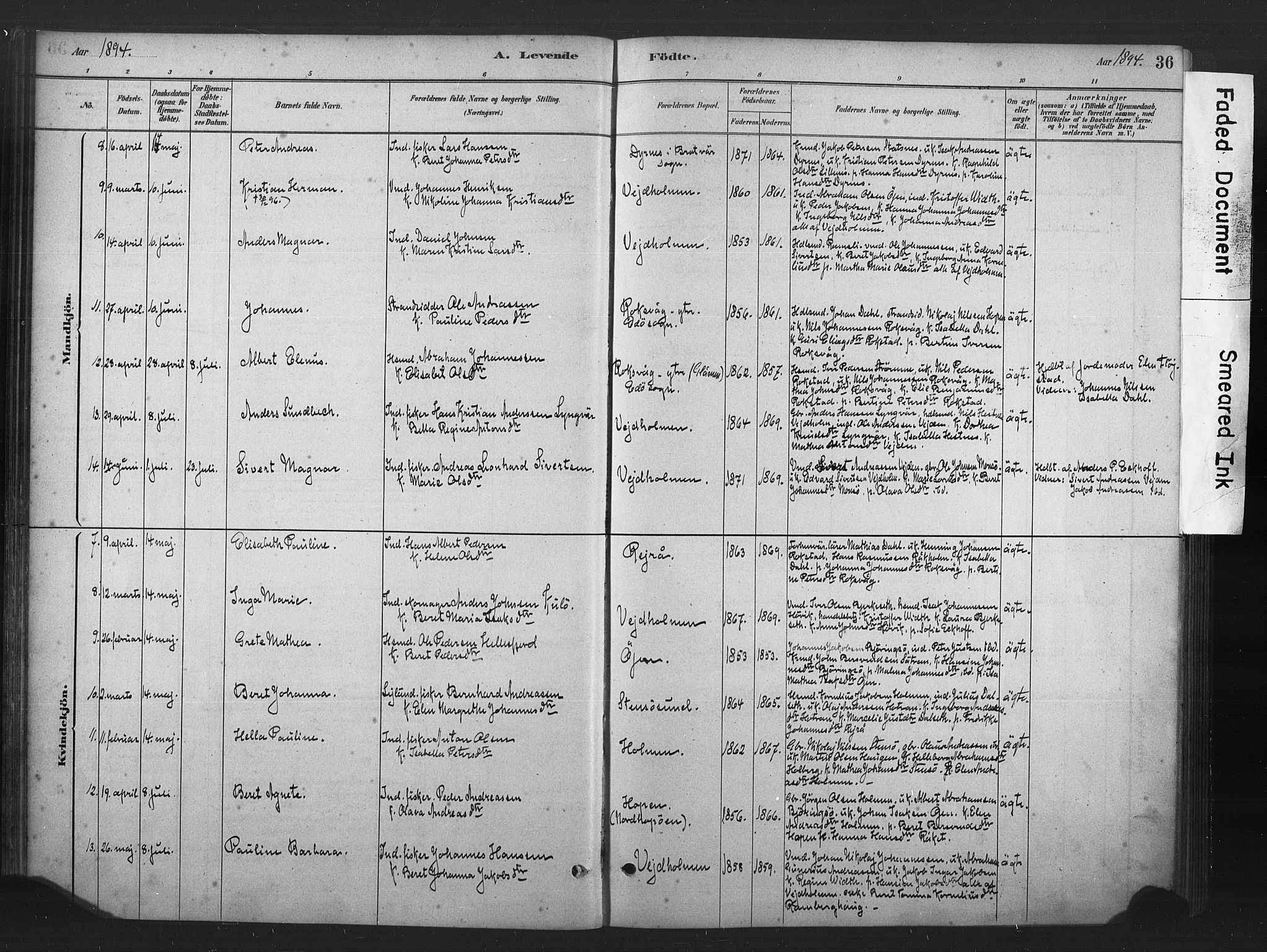 Ministerialprotokoller, klokkerbøker og fødselsregistre - Møre og Romsdal, AV/SAT-A-1454/583/L0954: Parish register (official) no. 583A01, 1880-1906, p. 36