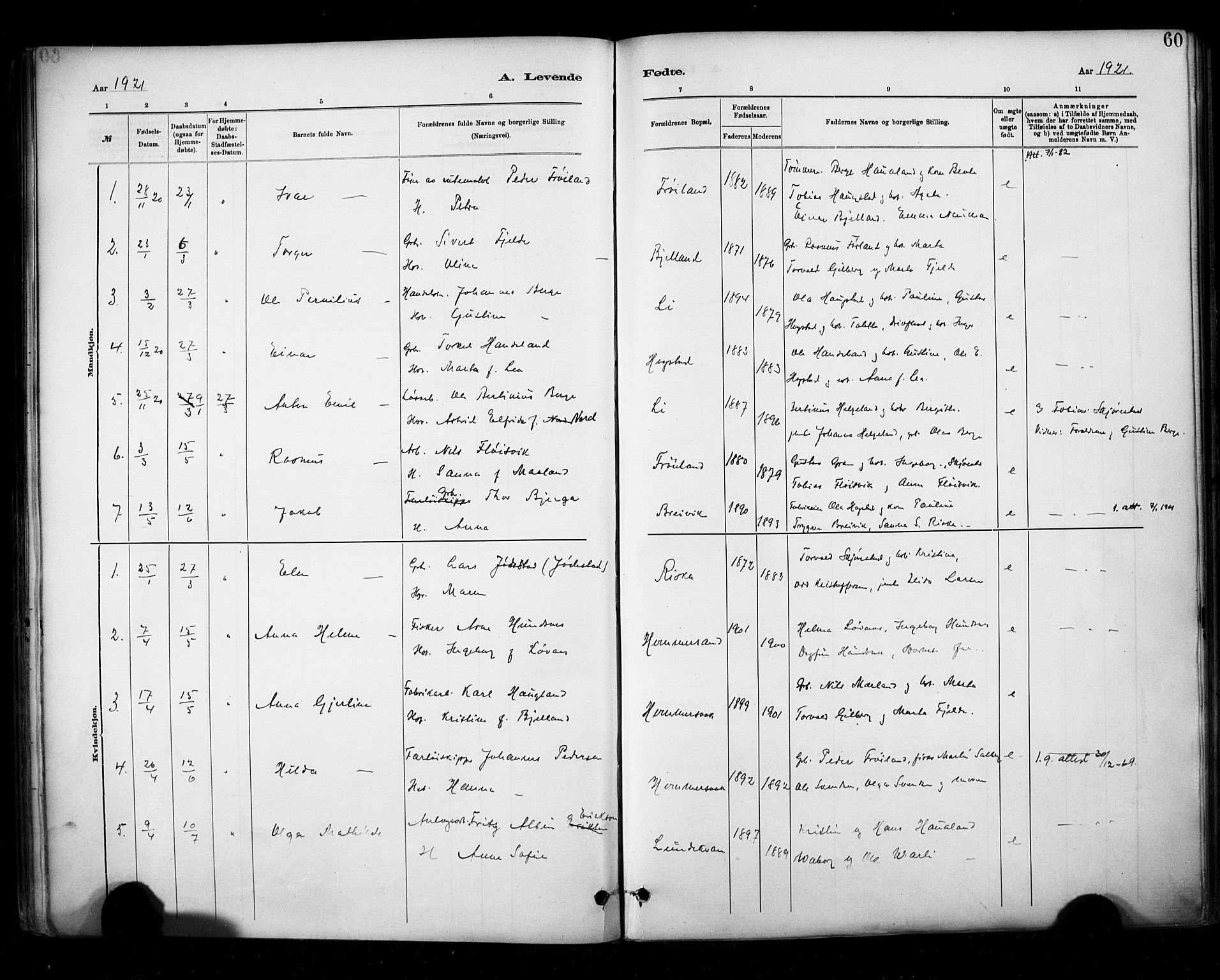 Hetland sokneprestkontor, SAST/A-101826/30/30BA/L0010: Parish register (official) no. A 10, 1882-1925, p. 60