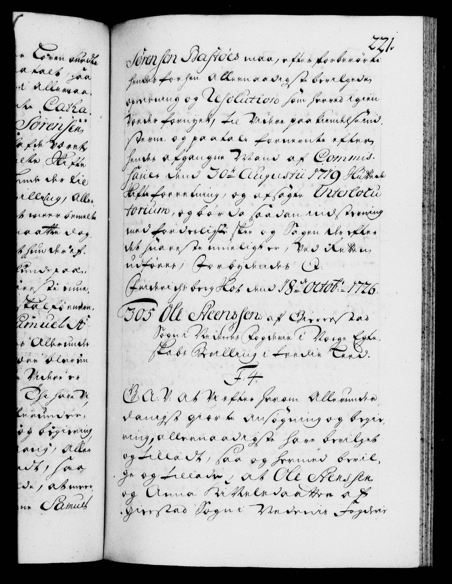 Danske Kanselli 1572-1799, AV/RA-EA-3023/F/Fc/Fca/Fcaa/L0025: Norske registre, 1726-1728, p. 221a