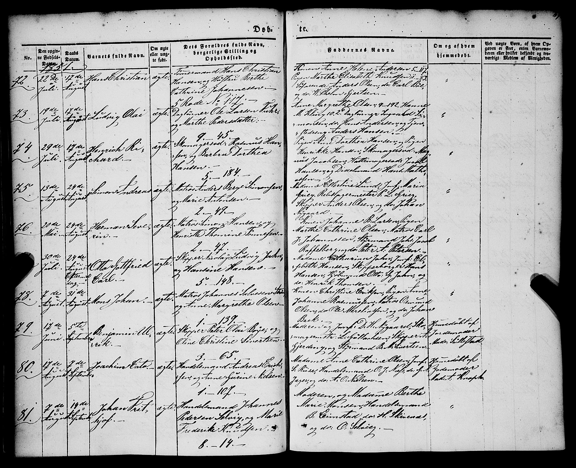 Nykirken Sokneprestembete, AV/SAB-A-77101/H/Haa/L0014: Parish register (official) no. B 1, 1844-1858, p. 67