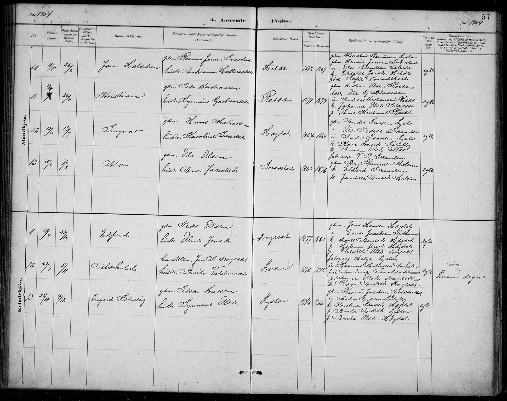 Innvik sokneprestembete, AV/SAB-A-80501: Parish register (copy) no. A 3, 1886-1912, p. 57