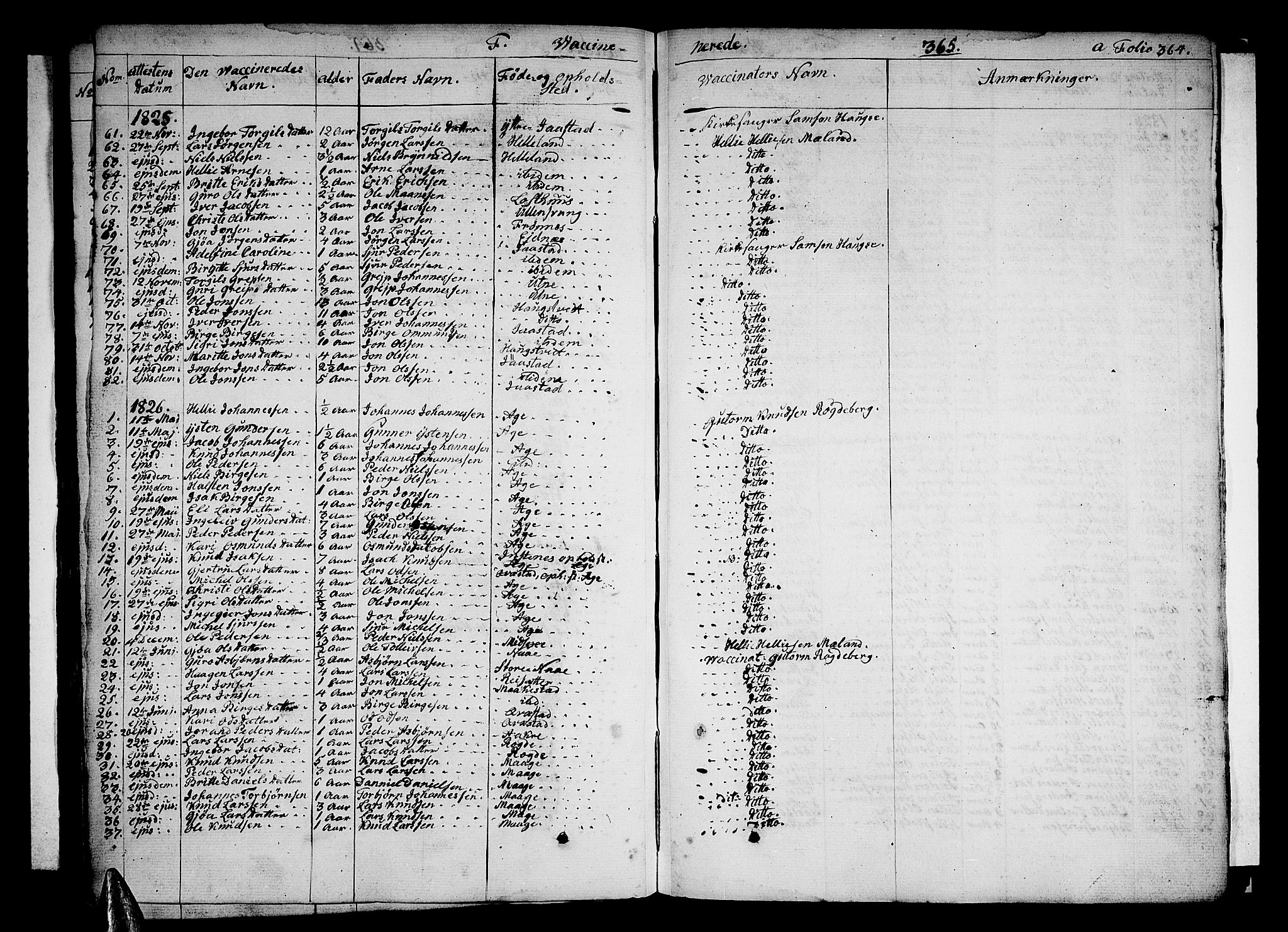 Ullensvang sokneprestembete, SAB/A-78701/H/Haa: Parish register (official) no. A 10, 1825-1853, p. 365