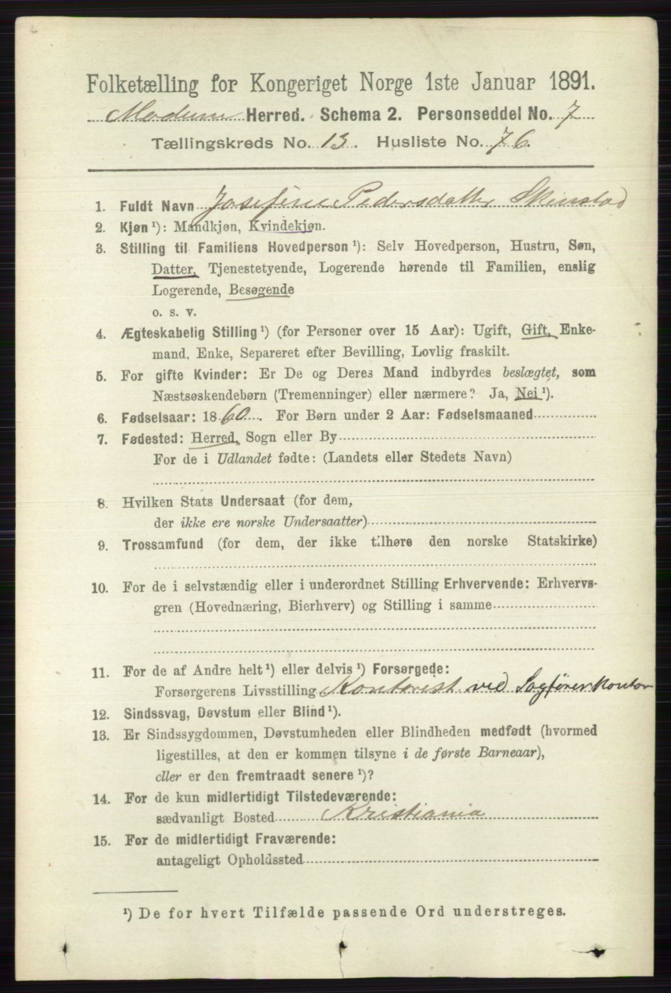 RA, 1891 census for 0623 Modum, 1891, p. 5344