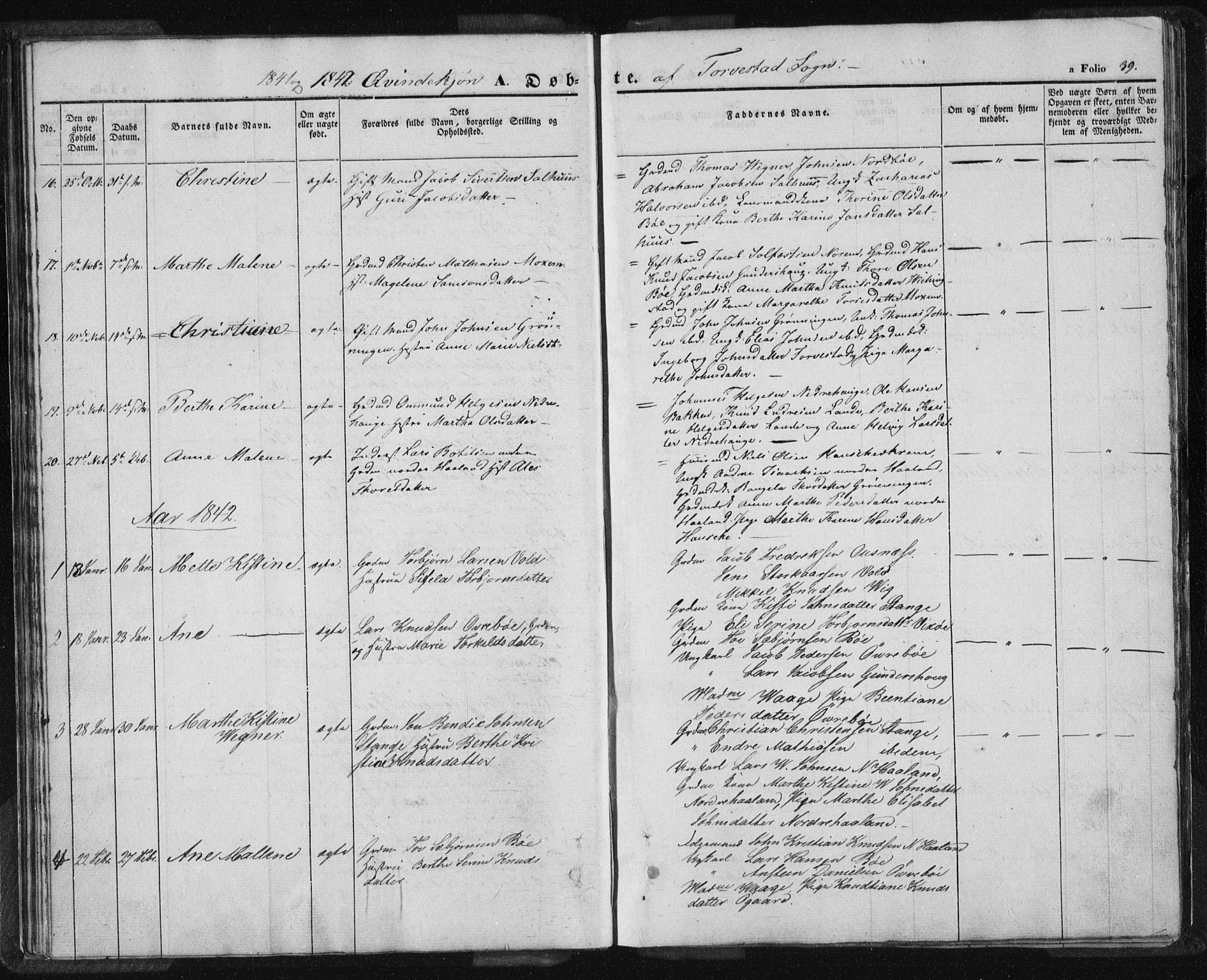 Torvastad sokneprestkontor, AV/SAST-A -101857/H/Ha/Haa/L0005: Parish register (official) no. A 5, 1836-1847, p. 39