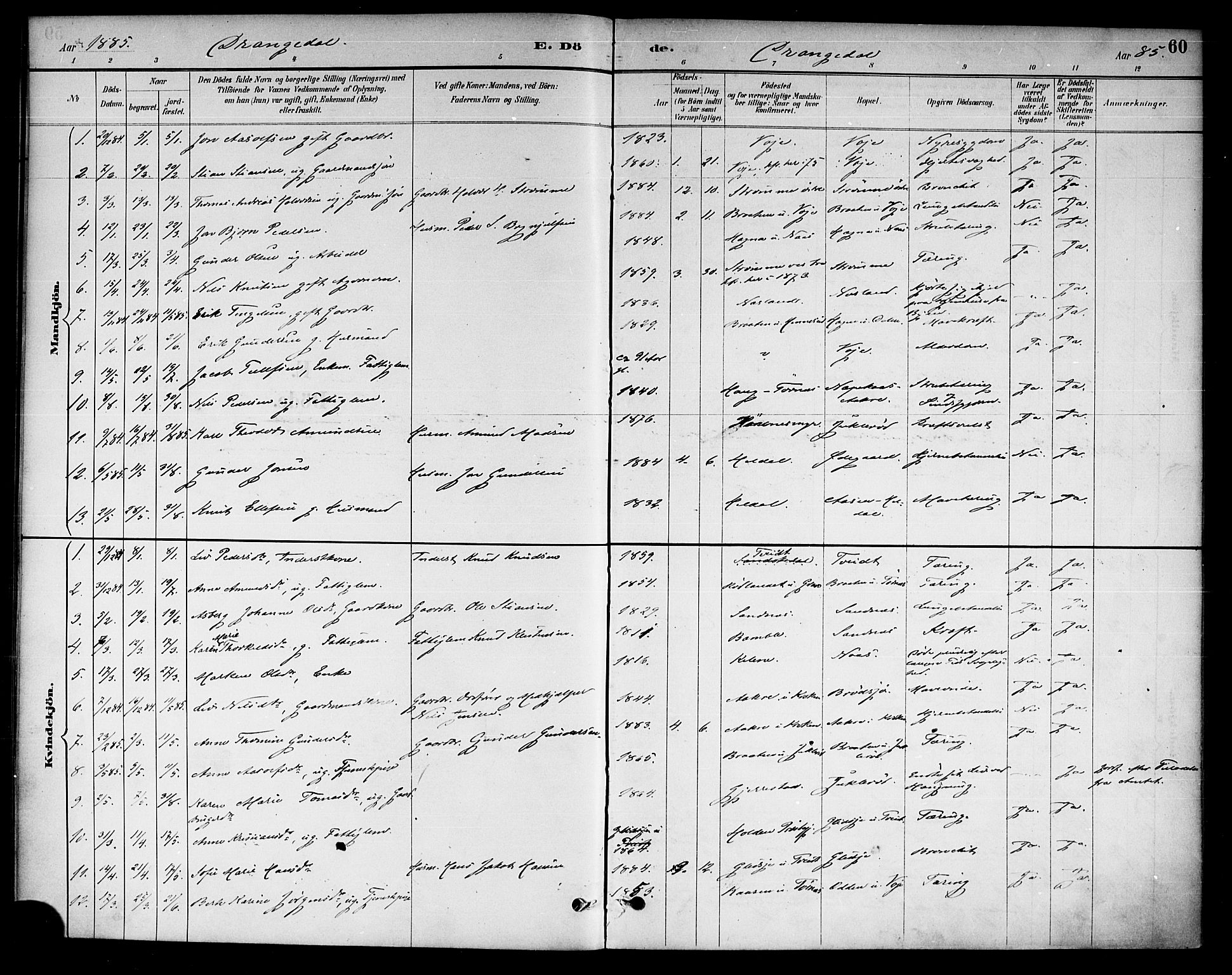 Drangedal kirkebøker, SAKO/A-258/F/Fa/L0011: Parish register (official) no. 11 /1, 1885-1894, p. 60