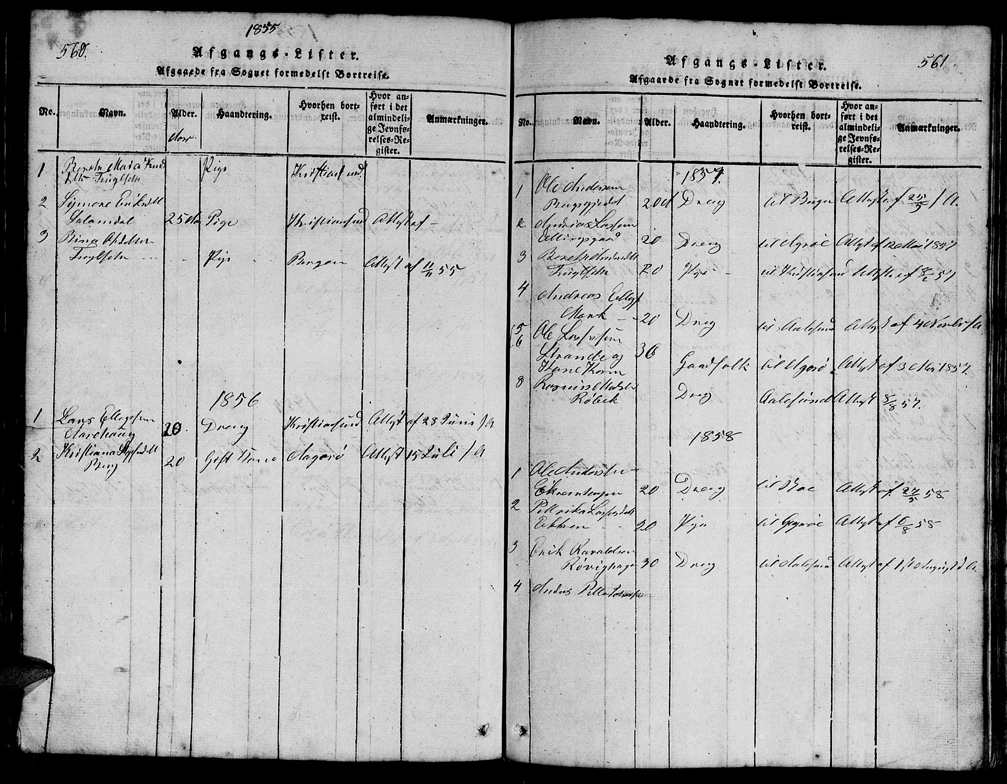 Ministerialprotokoller, klokkerbøker og fødselsregistre - Møre og Romsdal, SAT/A-1454/555/L0665: Parish register (copy) no. 555C01, 1818-1868, p. 560-561