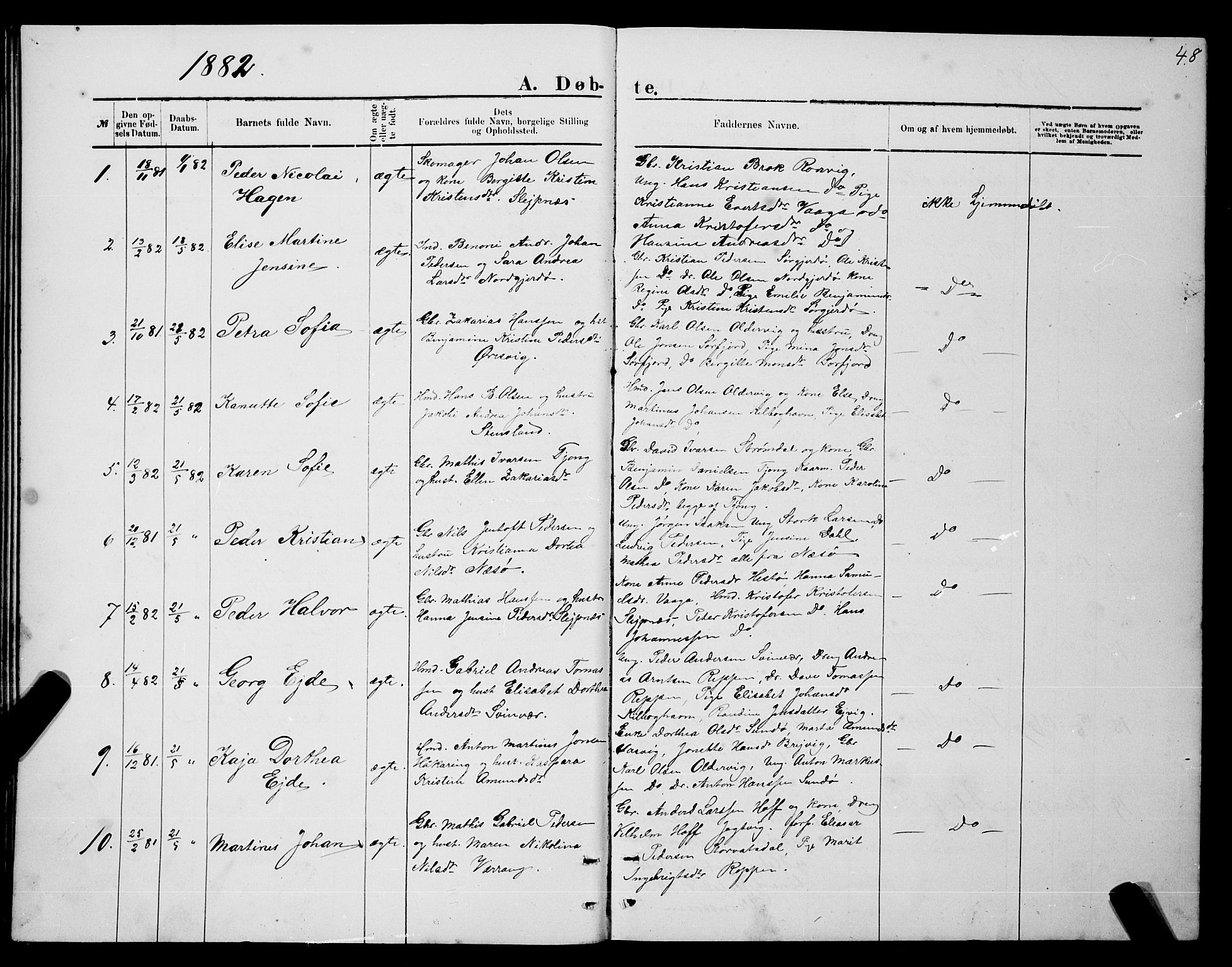 Ministerialprotokoller, klokkerbøker og fødselsregistre - Nordland, SAT/A-1459/841/L0620: Parish register (copy) no. 841C04, 1877-1896, p. 48
