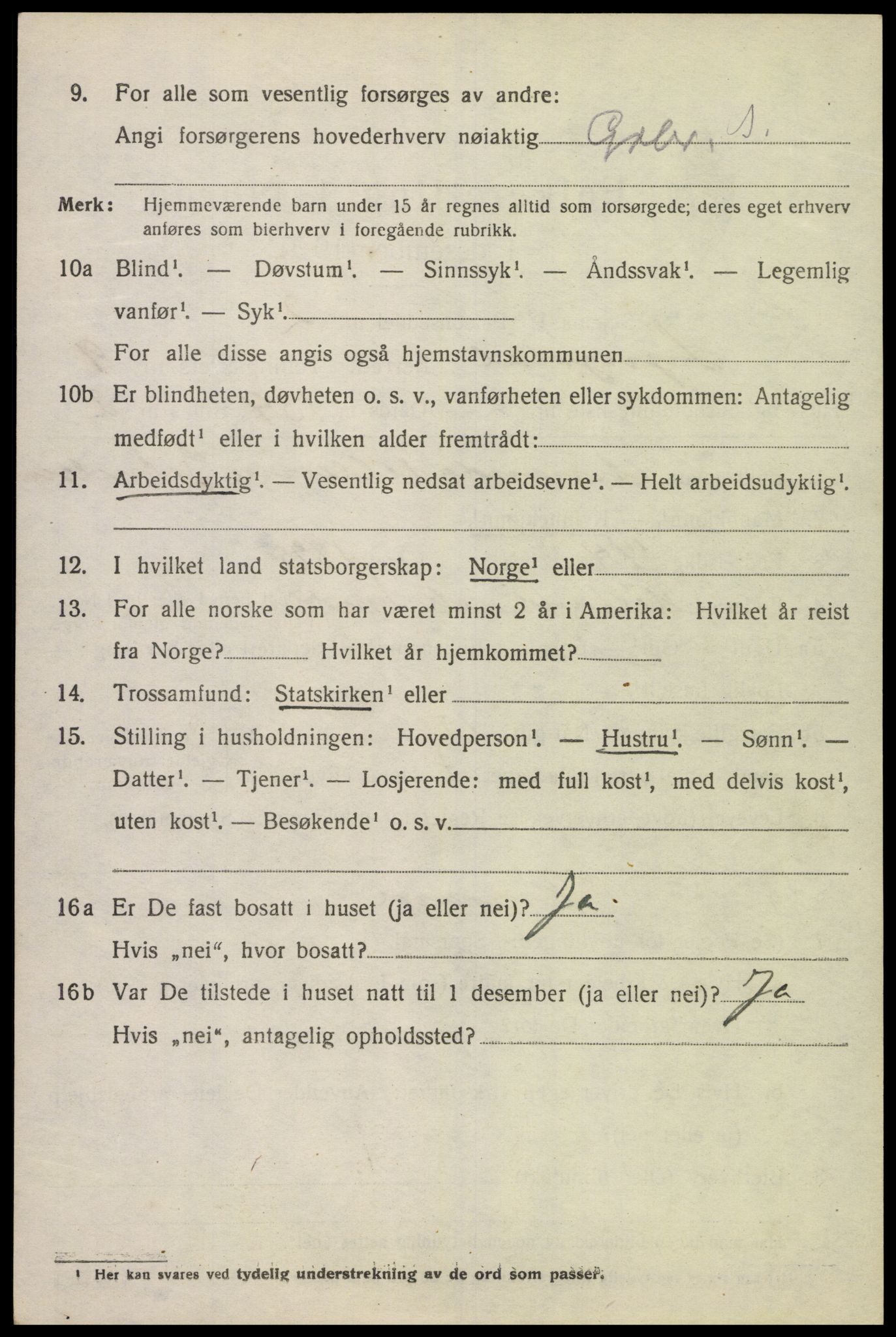 SAK, 1920 census for Lyngdal, 1920, p. 4868