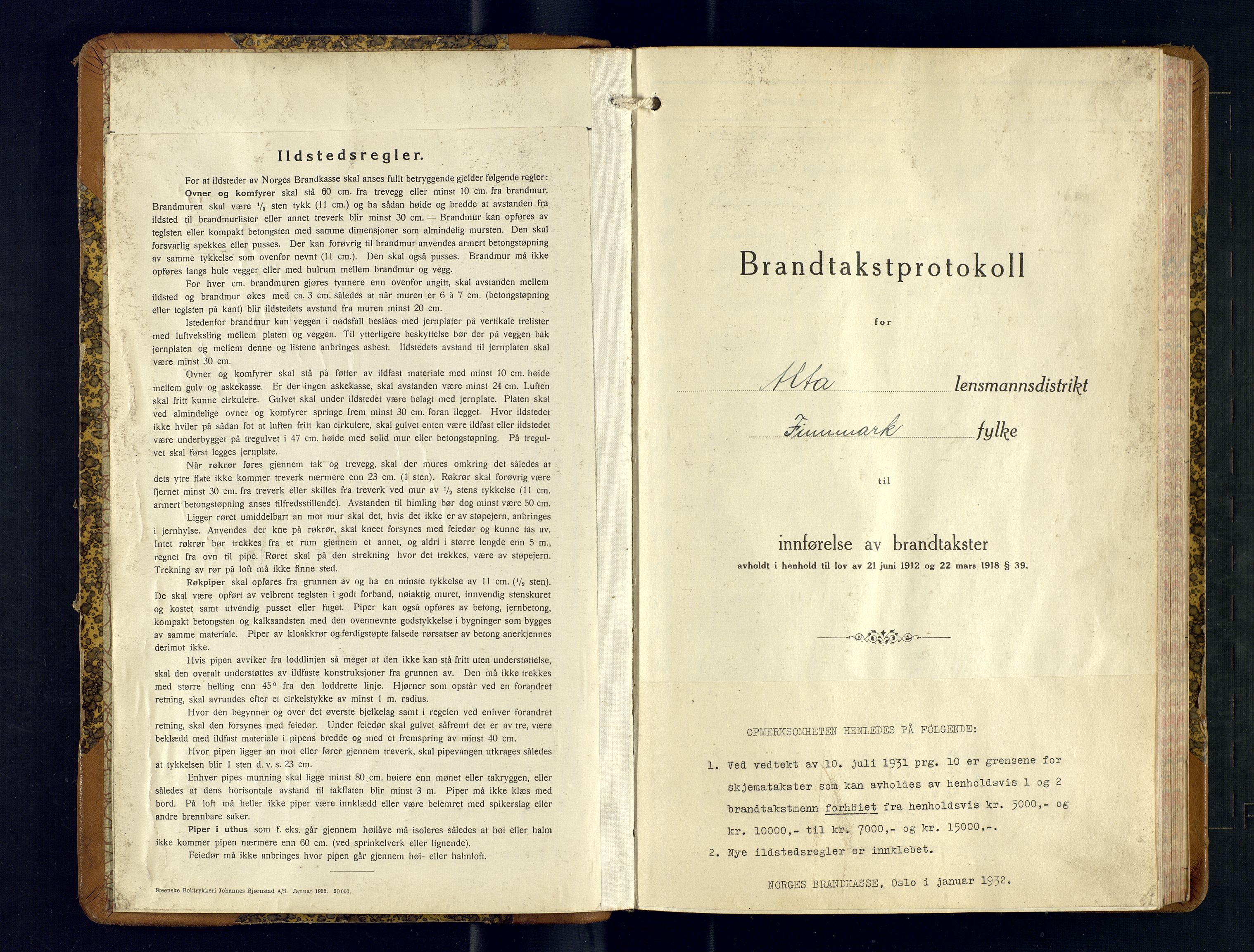 Alta lensmannskontor, AV/SATØ-S-1165/O/Ob/L0177: Branntakstprotokoll, 1932-1937