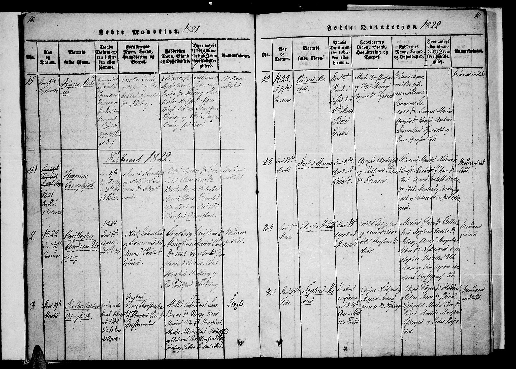 Ministerialprotokoller, klokkerbøker og fødselsregistre - Nordland, AV/SAT-A-1459/891/L1298: Parish register (official) no. 891A03, 1820-1840, p. 16-17