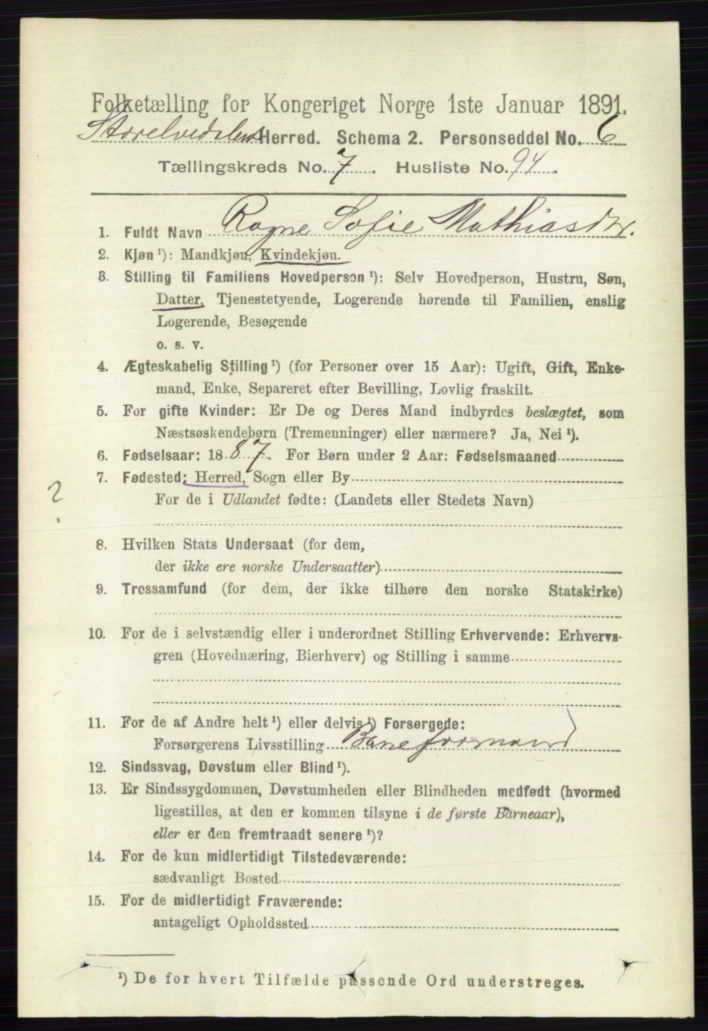 RA, 1891 census for 0430 Stor-Elvdal, 1891, p. 3372